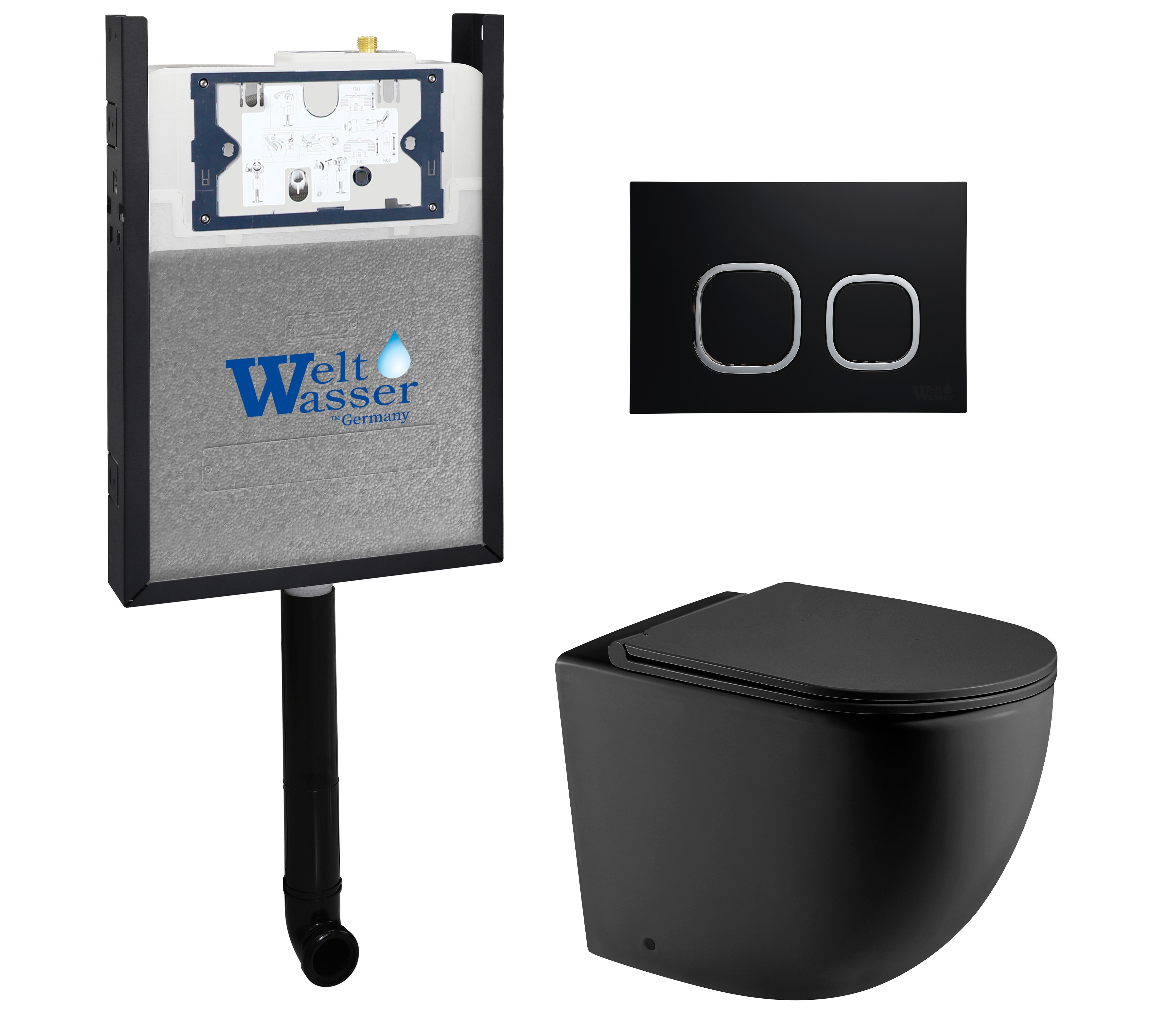 Комплект WeltWasser 10000011796 унитаз SK Merzbach 002 MT-BL + инсталляция AMBERG 404 + кнопка Amberg RD-BL, Черный матовый, 10000011796
Комплект WeltWasser 10000011796 унитаз SK Merzbach 002 MT-BL + инсталляция AMBERG 404 + кнопка Amberg RD-BL, Черный матовый, 10000011796