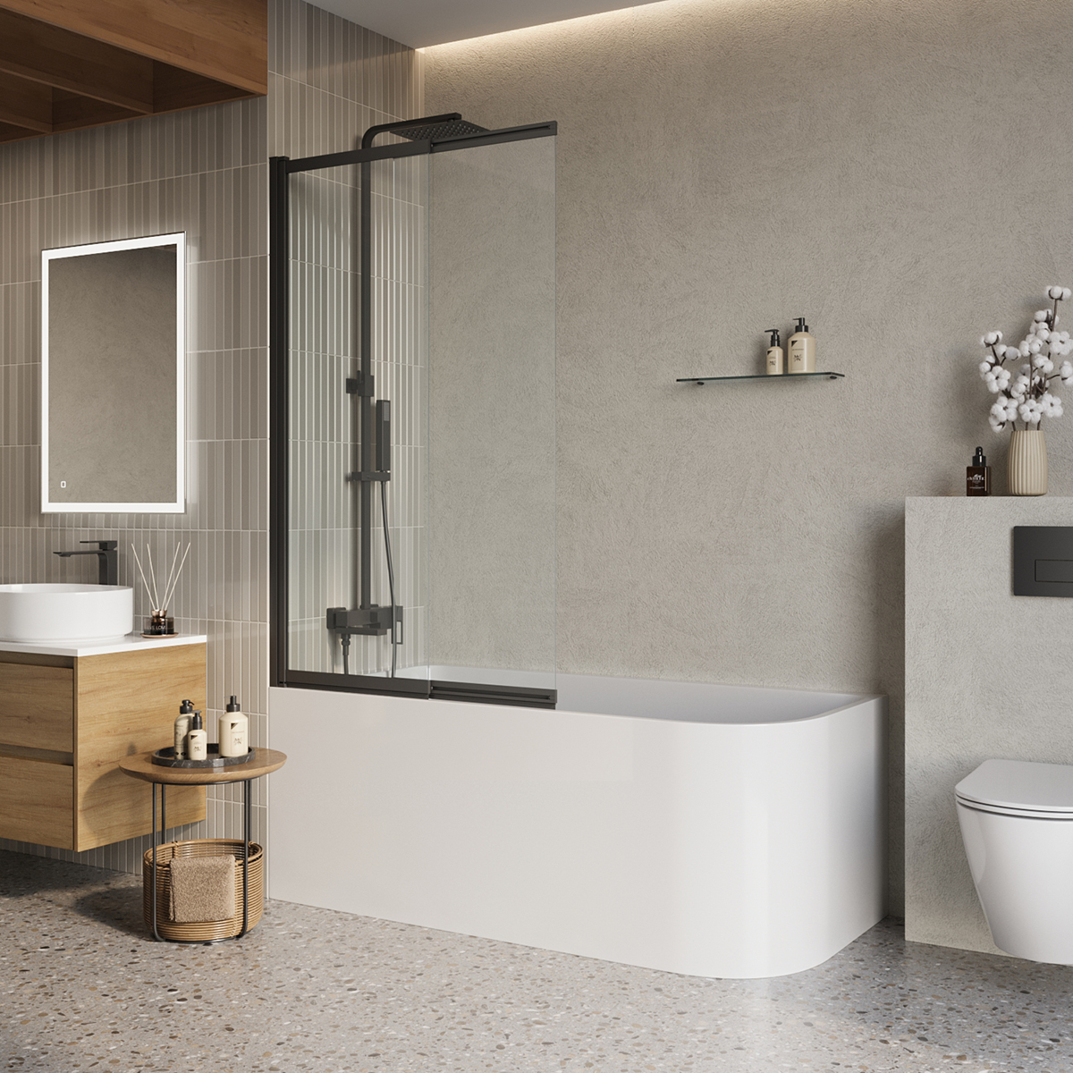 Шторка на ванну BelBagno Luce LUCE-VF-11-100/145-C-NERO 100х145 профиль черный матовый, стекло прозрачное, LUCE-VF-11-100/145-C-NERO
Шторка на ванну BelBagno Luce LUCE-VF-11-100/145-C-NERO 100х145 профиль черный матовый, стекло прозрачное, LUCE-VF-11-100/145-C-NERO