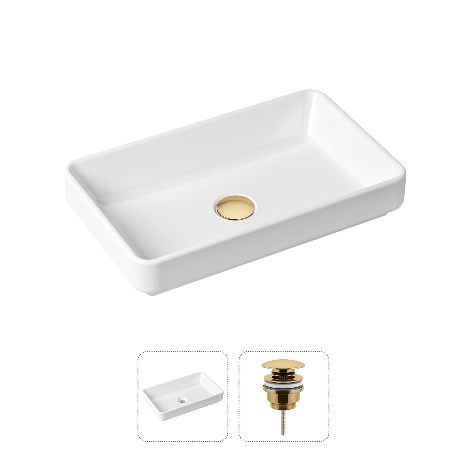 Комплект 2 в 1 Lavinia Boho Bathroom Sink 21520813: накладная фарфоровая раковина 55 см, донный клапан, Белый, 21520813
Комплект 2 в 1 Lavinia Boho Bathroom Sink 21520813: накладная фарфоровая раковина 55 см, донный клапан, Белый, 21520813