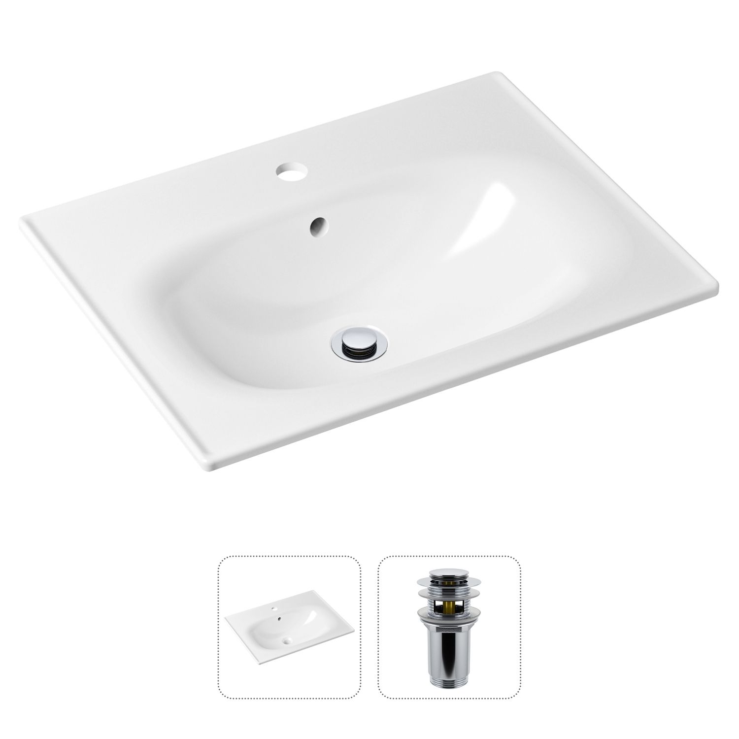 Комплект 2 в 1 Lavinia Boho Bathroom Sink 21520868: врезная фарфоровая раковина 60 см, донный клапан, Белый, 21520868
Комплект 2 в 1 Lavinia Boho Bathroom Sink 21520868: врезная фарфоровая раковина 60 см, донный клапан, Белый, 21520868