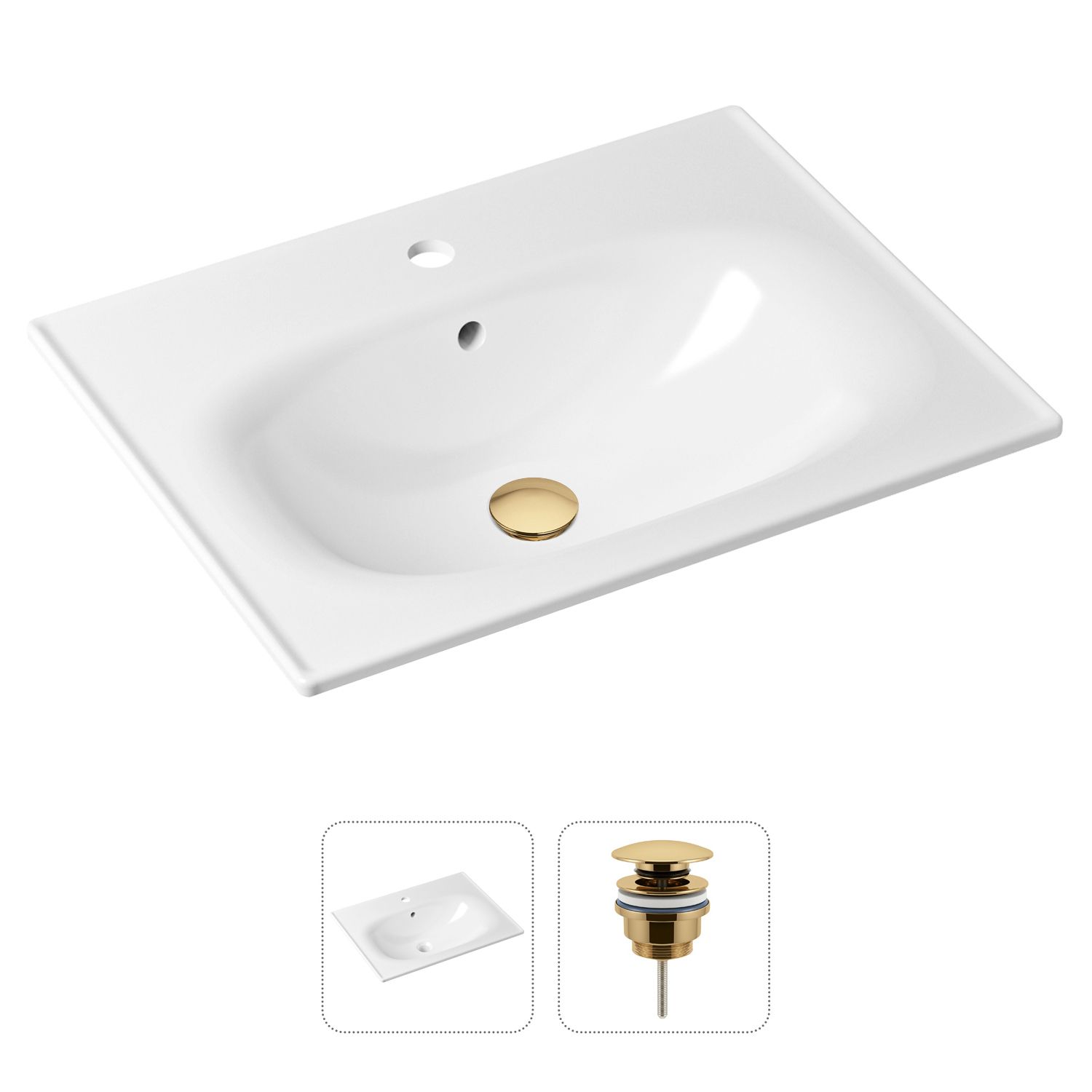 Комплект 2 в 1 Lavinia Boho Bathroom Sink 21520873: врезная фарфоровая раковина 60 см, донный клапан, Белый, 21520873
Комплект 2 в 1 Lavinia Boho Bathroom Sink 21520873: врезная фарфоровая раковина 60 см, донный клапан, Белый, 21520873
