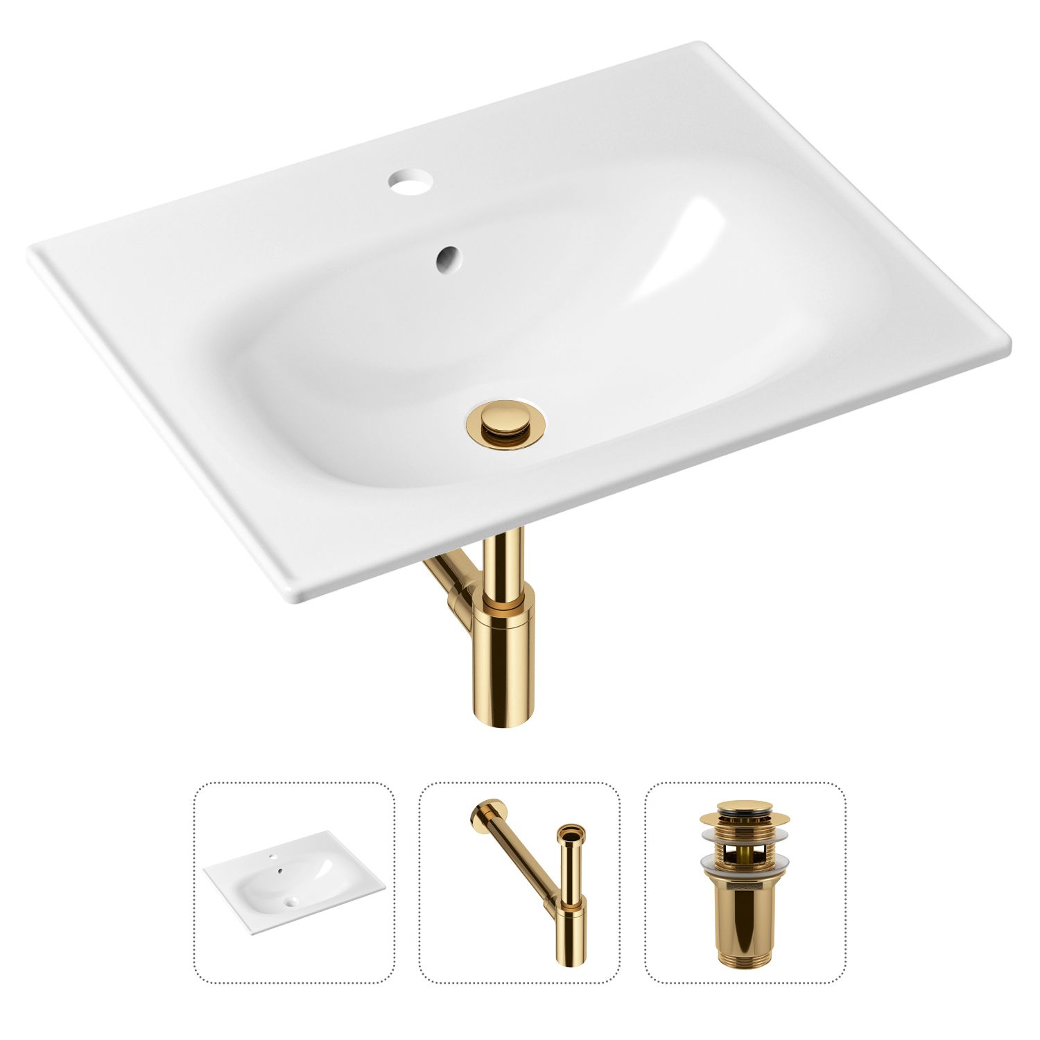 Комплект 3 в 1 Lavinia Boho Bathroom Sink 21520441: врезная фарфоровая раковина 60 см, металлический сифон, донный клапан, Белый, 21520441
Комплект 3 в 1 Lavinia Boho Bathroom Sink 21520441: врезная фарфоровая раковина 60 см, металлический сифон, донный клапан, Белый, 21520441