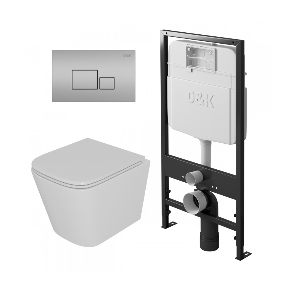 Комплект инсталляция D&K DI8055119 + унитаз D&K Berlin DT1436016 + кнопка D&K Quadro DB1519002, Белый, DI8055119
Комплект инсталляция D&K DI8055119 + унитаз D&K Berlin DT1436016 + кнопка D&K Quadro DB1519002, Белый, DI8055119