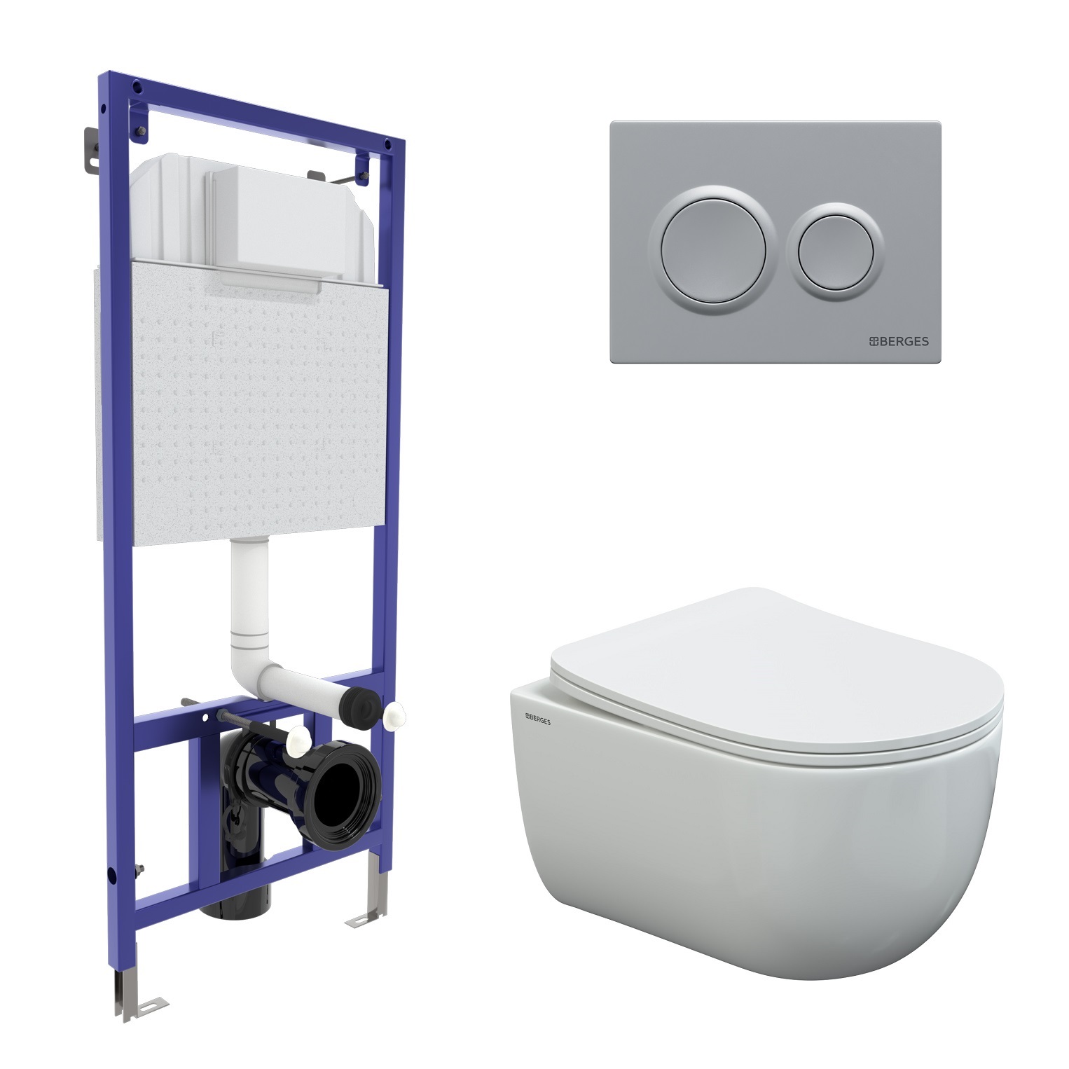 Комплект Berges 043240 инсталляция Novum 525 + кнопка О2 матовый хром + унитаз Ventas Rimless, Белый / хром, 043240
Комплект Berges 043240 инсталляция Novum 525 + кнопка О2 матовый хром + унитаз Ventas Rimless, Белый / хром, 043240