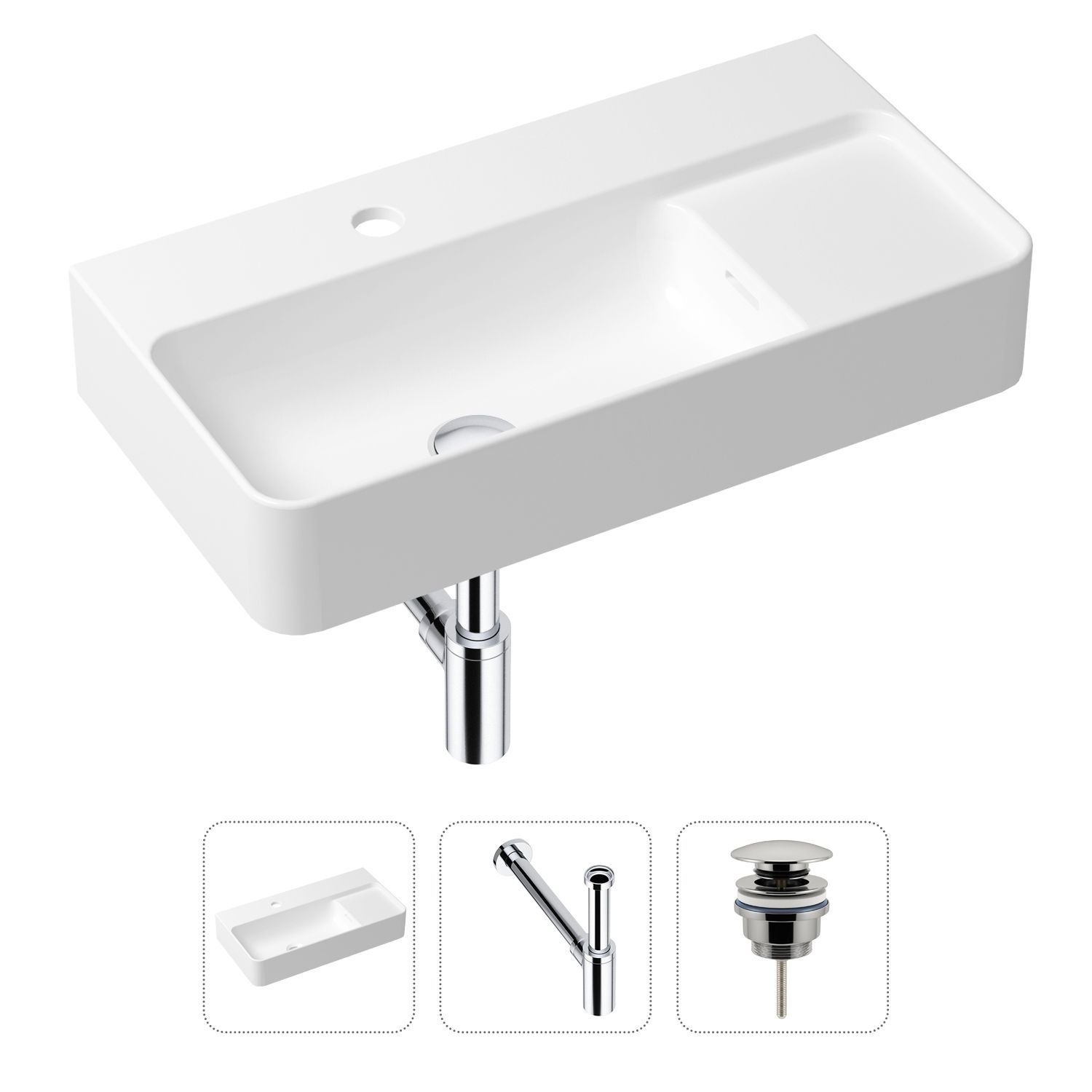 Комплект 3 в 1 Lavinia Boho Bathroom Sink 21520493: накладная фарфоровая раковина 60 см, металлический сифон, донный клапан, Белый, 21520493
Комплект 3 в 1 Lavinia Boho Bathroom Sink 21520493: накладная фарфоровая раковина 60 см, металлический сифон, донный клапан, Белый, 21520493