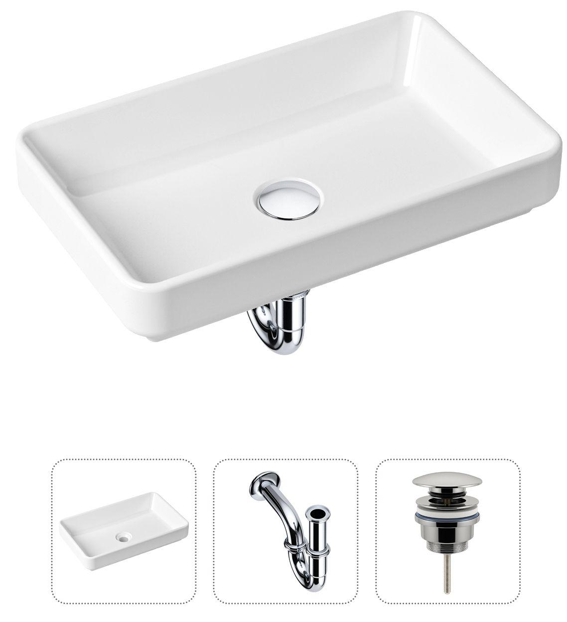 Комплект 3 в 1 Lavinia Boho Bathroom Sink 21520110: накладная фарфоровая раковина 55 см, металлический сифон, донный клапан, Белый, 21520110
Комплект 3 в 1 Lavinia Boho Bathroom Sink 21520110: накладная фарфоровая раковина 55 см, металлический сифон, донный клапан, Белый, 21520110