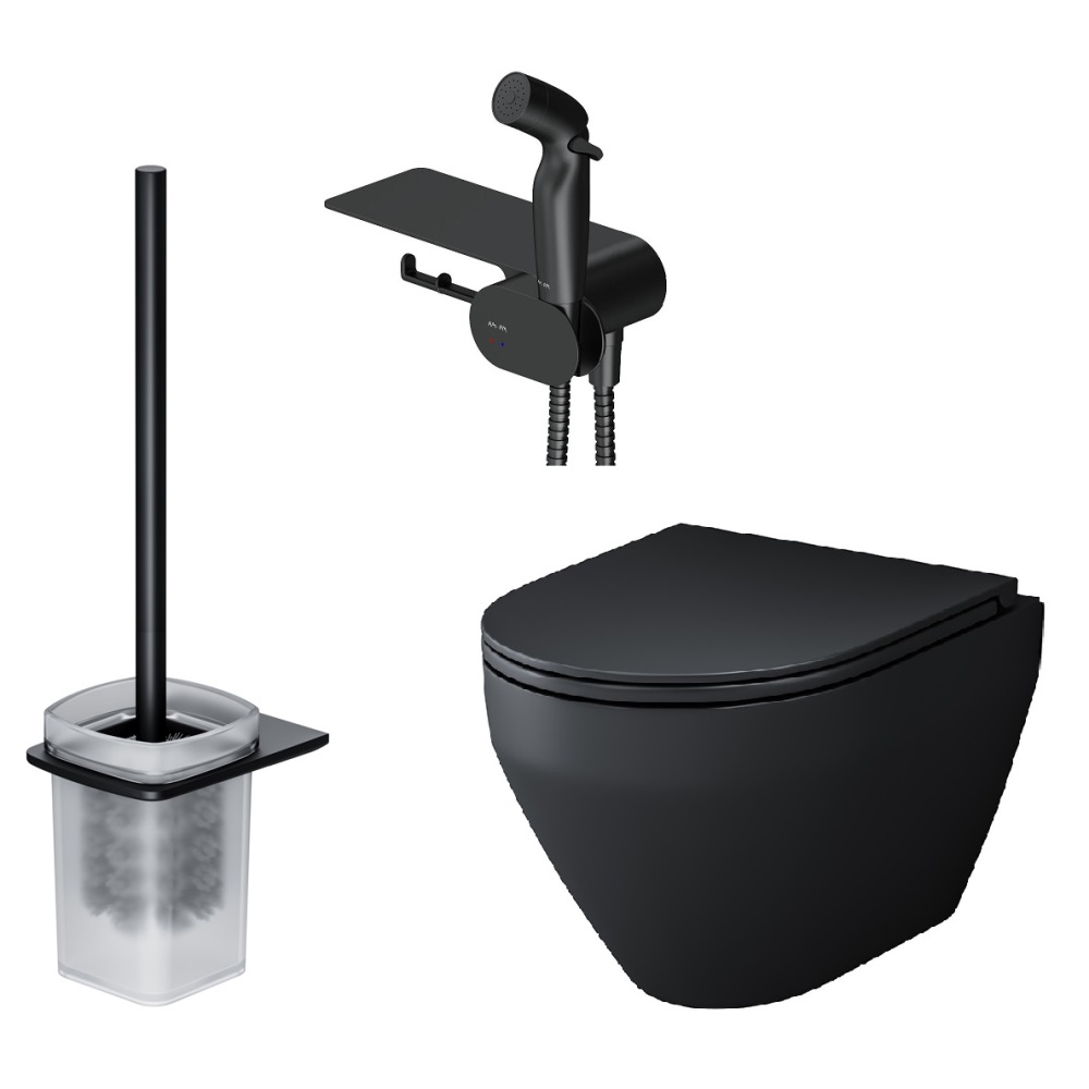 Унитаз подвесной Am.Pm Spirit V2.0 CK70H1103B безободковый, с микролифтом, с гигиеническим душем и ершиком, черный, Черный матовый, CK70H1103B
Унитаз подвесной Am.Pm Spirit V2.0 CK70H1103B безободковый, с микролифтом, с гигиеническим душем и ершиком, черный, Черный матовый, CK70H1103B