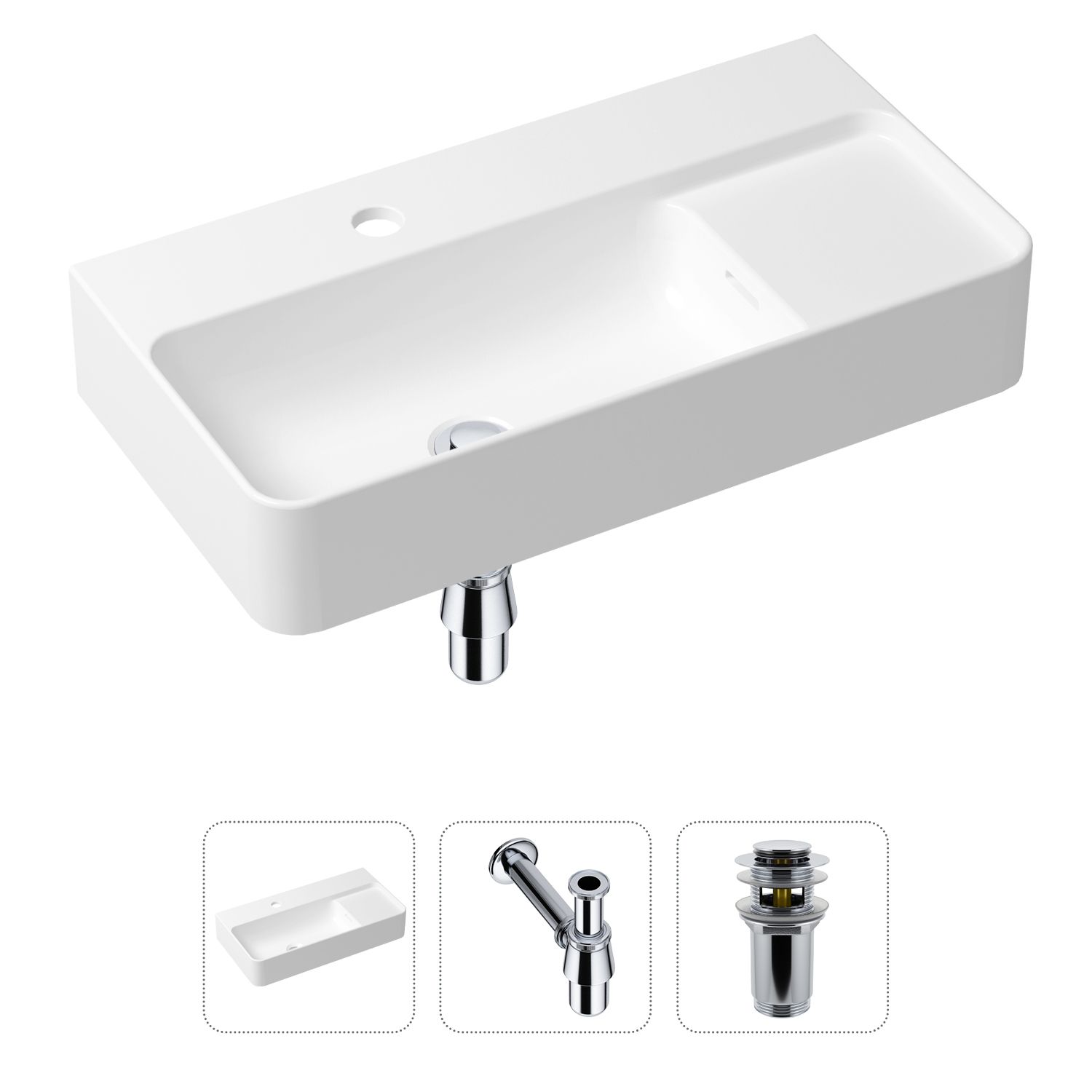 Комплект 3 в 1 Lavinia Boho Bathroom Sink 21520490: накладная фарфоровая раковина 60 см, металлический сифон, донный клапан, Белый, 21520490
Комплект 3 в 1 Lavinia Boho Bathroom Sink 21520490: накладная фарфоровая раковина 60 см, металлический сифон, донный клапан, Белый, 21520490