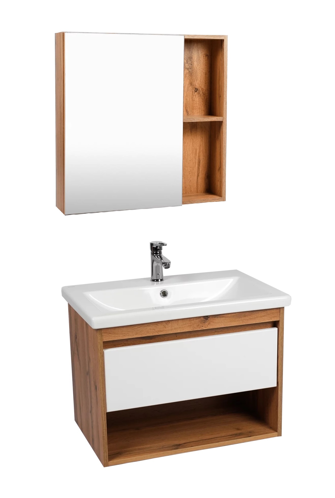 Мебель для ванной Viant Бостон 70 подвесная, 1 ящик, дуб вотан/белый, Дуб/белый, Бостон VBOS70CO-T1YP 
Мебель для ванной Viant Бостон 70 подвесная, 1 ящик, дуб вотан/белый, Дуб/белый, Бостон VBOS70CO-T1YP