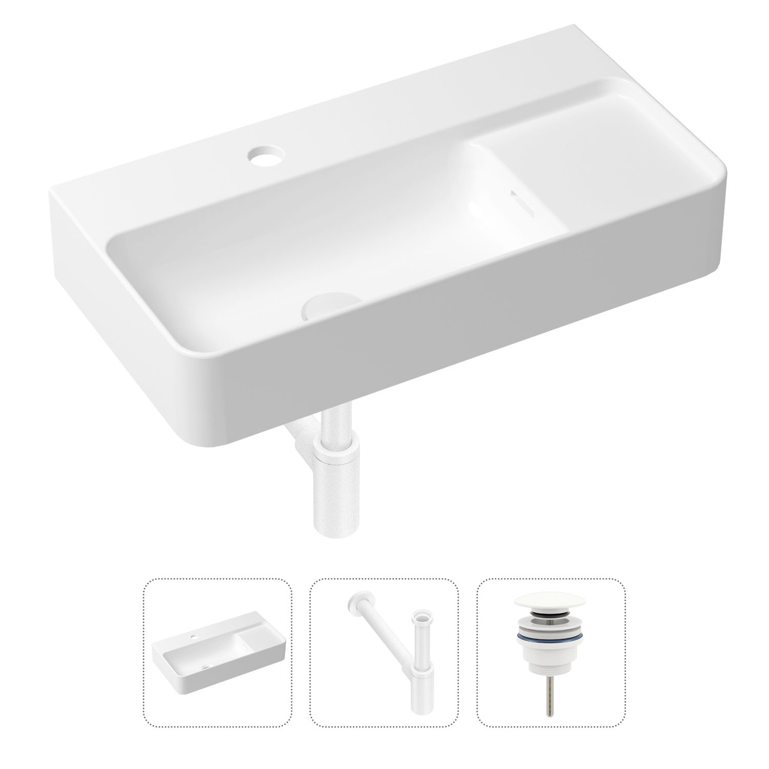 Комплект 3 в 1 Lavinia Boho Bathroom Sink 21520501: накладная фарфоровая раковина 60 см, металлический сифон, донный клапан, Белый, 21520501
Комплект 3 в 1 Lavinia Boho Bathroom Sink 21520501: накладная фарфоровая раковина 60 см, металлический сифон, донный клапан, Белый, 21520501