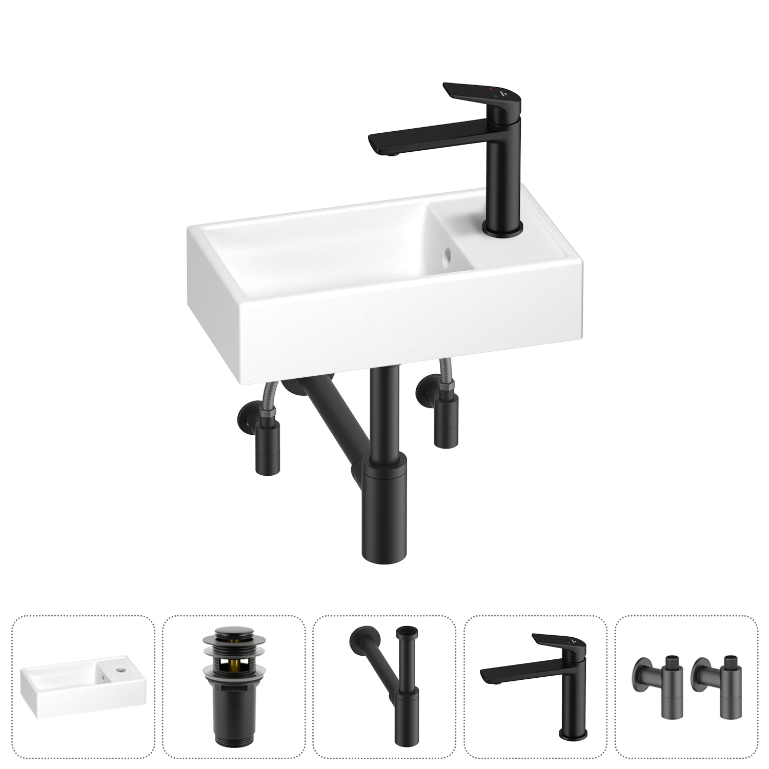 Раковина Wellsee WC Area 202010468 40х22 с донным клапаном, с сифоном, смесителем и угловыми вентилями (цвет набора матовый черный), Белый, 202010468
Раковина Wellsee WC Area 202010468 40х22 с донным клапаном, с сифоном, смесителем и угловыми вентилями (цвет набора матовый черный), Белый, 202010468