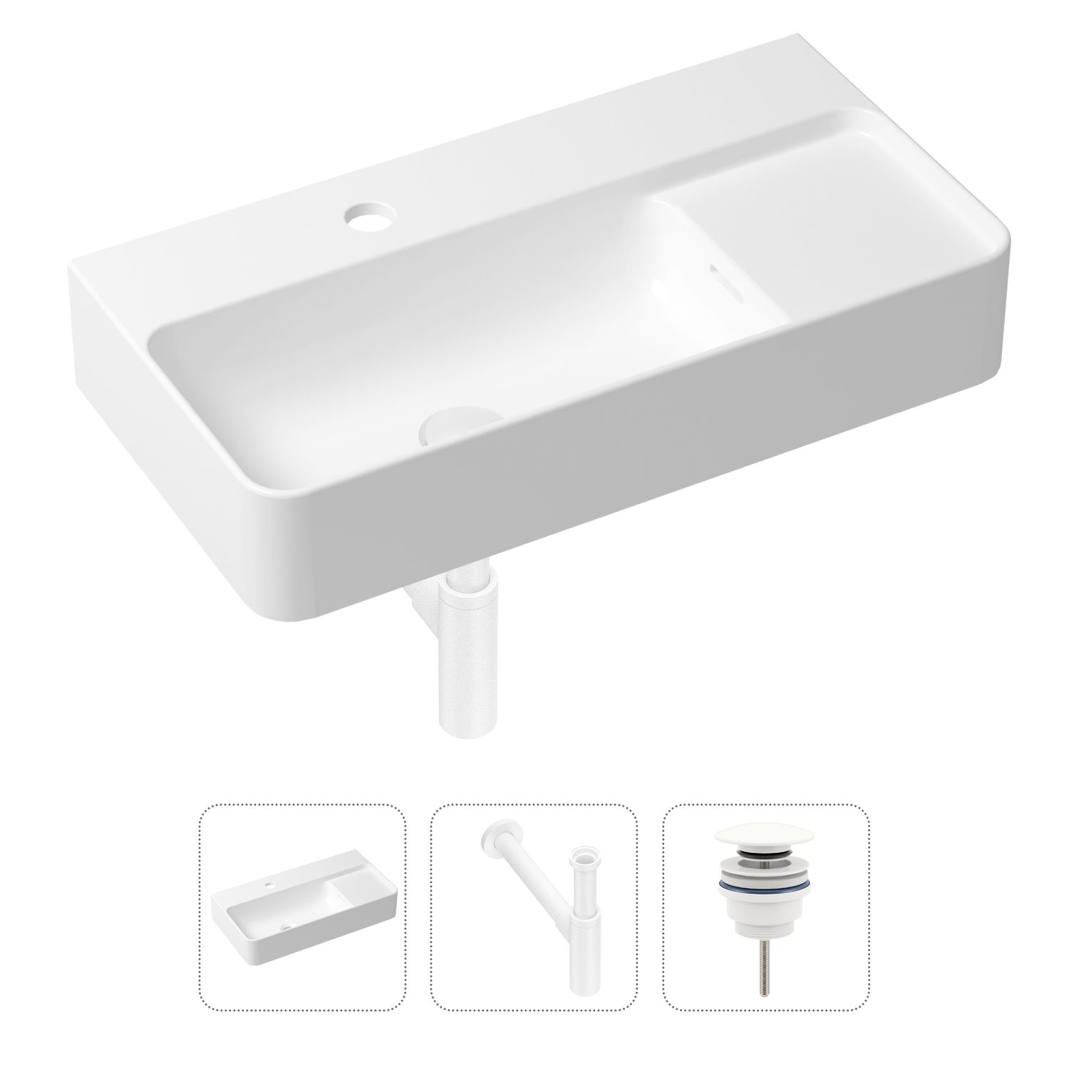 Комплект 3 в 1 Lavinia Boho Bathroom Sink 21520531: накладная фарфоровая раковина 60 см, металлический сифон, донный клапан, Белый, 21520531
Комплект 3 в 1 Lavinia Boho Bathroom Sink 21520531: накладная фарфоровая раковина 60 см, металлический сифон, донный клапан, Белый, 21520531