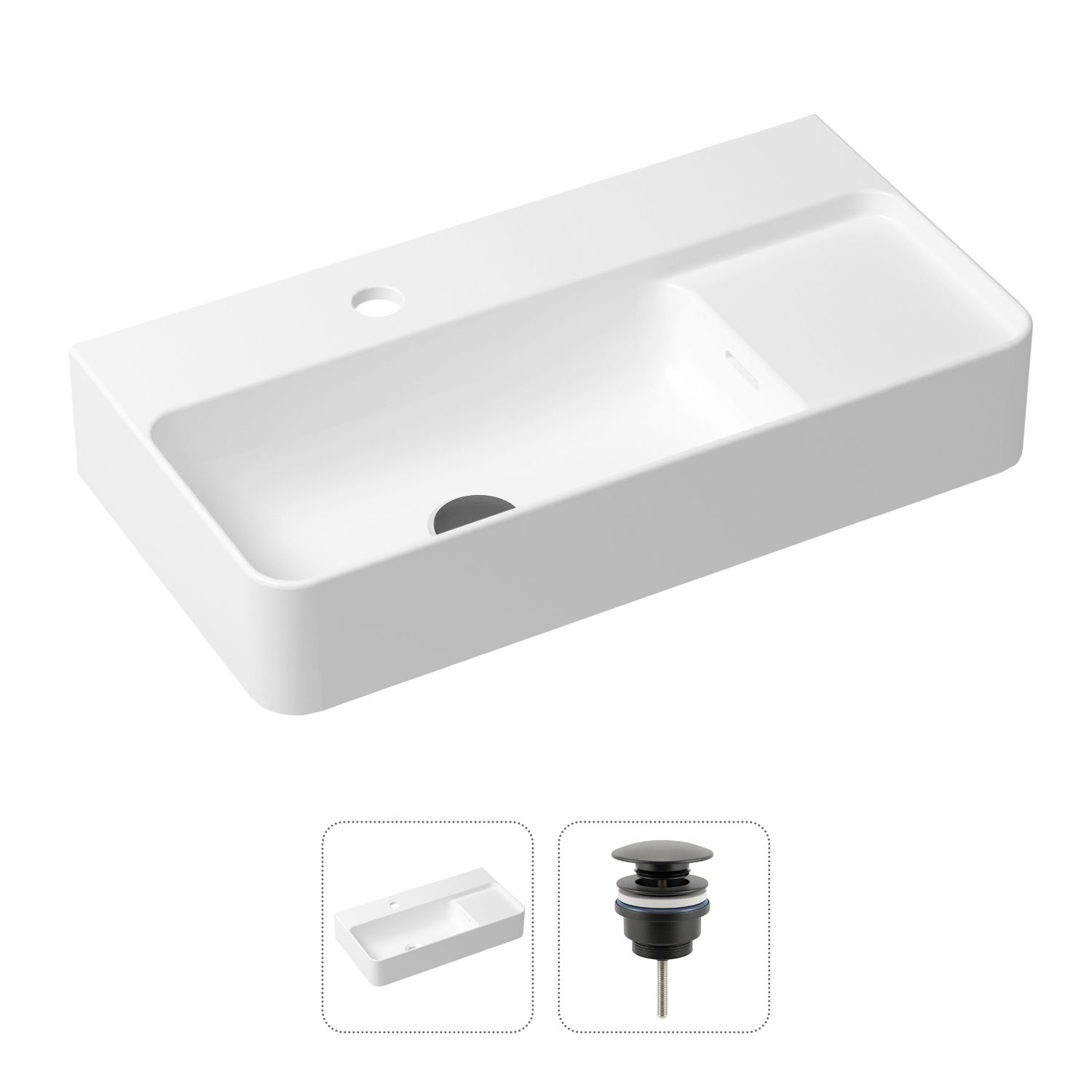 Комплект 2 в 1 Lavinia Boho Bathroom Sink 21520881: накладная фарфоровая раковина 60 см, донный клапан, Белый, 21520881
Комплект 2 в 1 Lavinia Boho Bathroom Sink 21520881: накладная фарфоровая раковина 60 см, донный клапан, Белый, 21520881