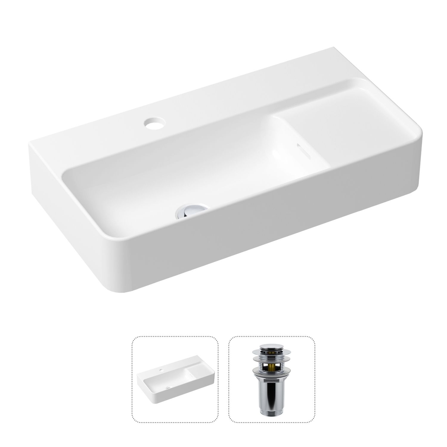 Комплект 2 в 1 Lavinia Boho Bathroom Sink 21520878: накладная фарфоровая раковина 60 см, донный клапан, Белый, 21520878
Комплект 2 в 1 Lavinia Boho Bathroom Sink 21520878: накладная фарфоровая раковина 60 см, донный клапан, Белый, 21520878