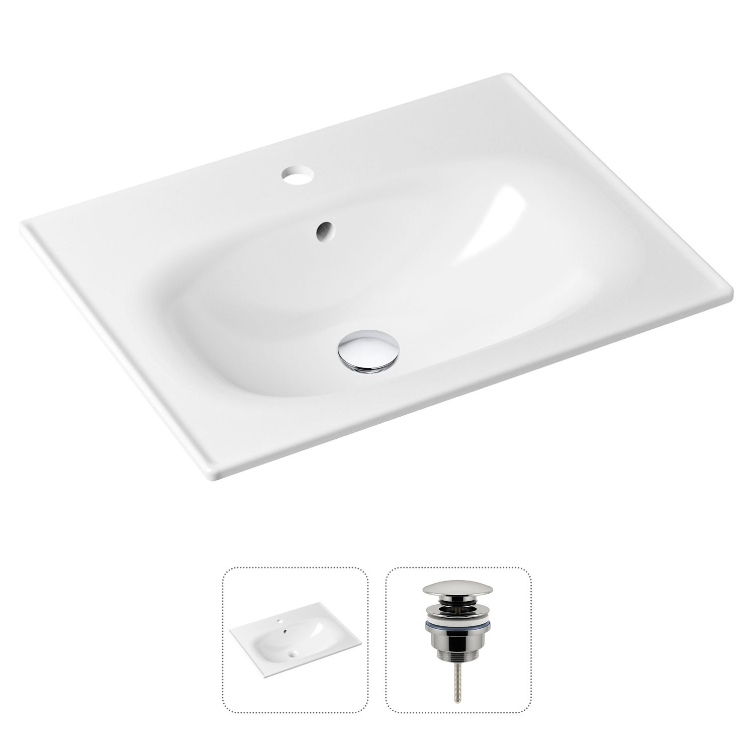 Комплект 2 в 1 Lavinia Boho Bathroom Sink 21520869: врезная фарфоровая раковина 60 см, донный клапан, Белый, 21520869
Комплект 2 в 1 Lavinia Boho Bathroom Sink 21520869: врезная фарфоровая раковина 60 см, донный клапан, Белый, 21520869