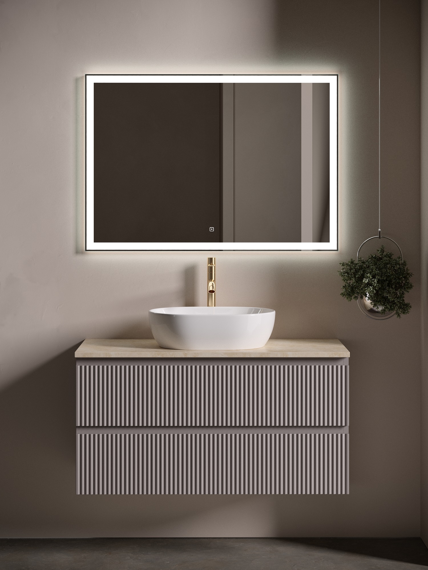Мебель для ванной Sancos Snob R 100 подвесная, столешница kreman, Doha Soft (с отверстием под смеситель), Серый, Snob R SNR100SM
Мебель для ванной Sancos Snob R 100 подвесная, столешница kreman, Doha Soft (с отверстием под смеситель), Серый, Snob R SNR100SM