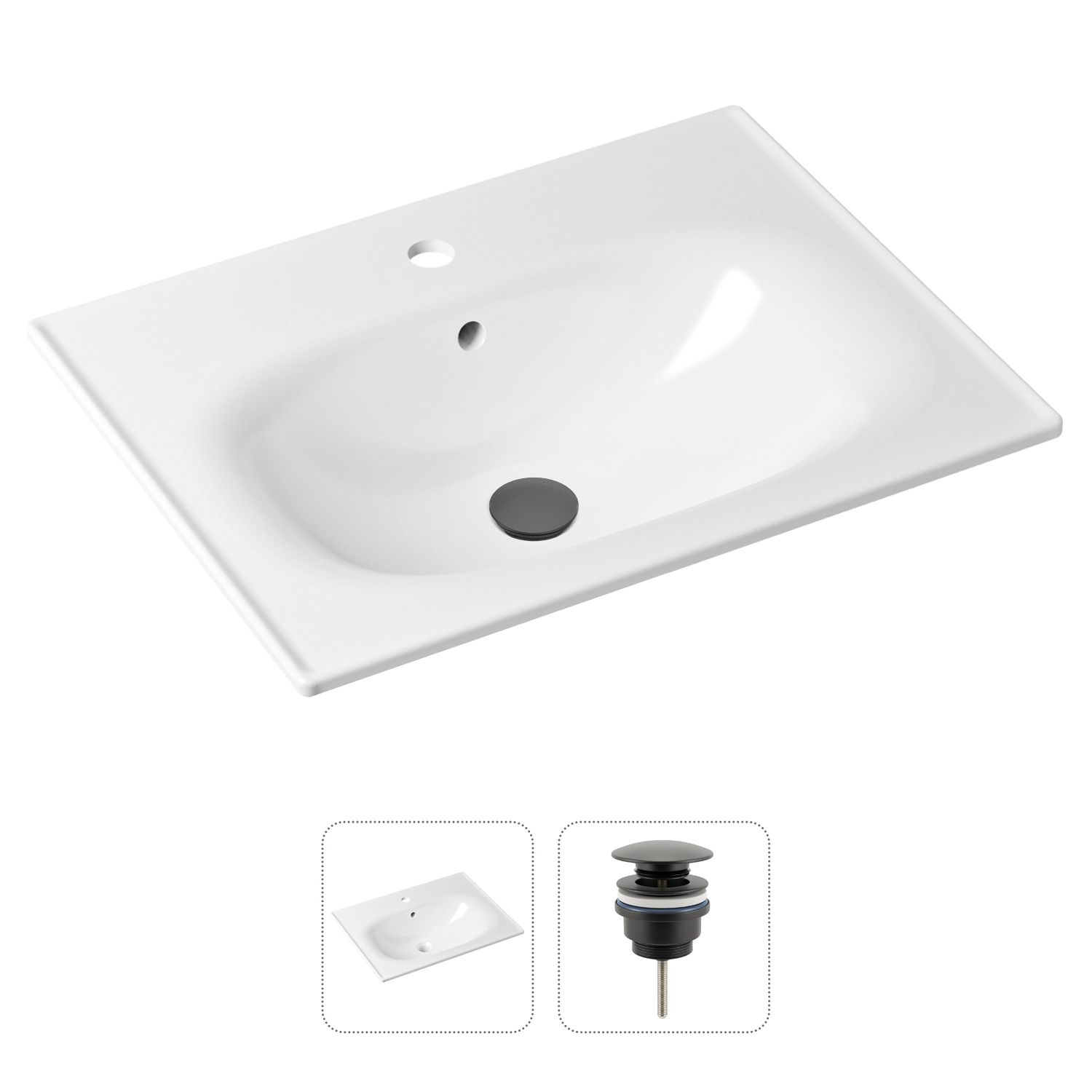 Комплект 2 в 1 Lavinia Boho Bathroom Sink 21520871: врезная фарфоровая раковина 60 см, донный клапан, Белый, 21520871
Комплект 2 в 1 Lavinia Boho Bathroom Sink 21520871: врезная фарфоровая раковина 60 см, донный клапан, Белый, 21520871
