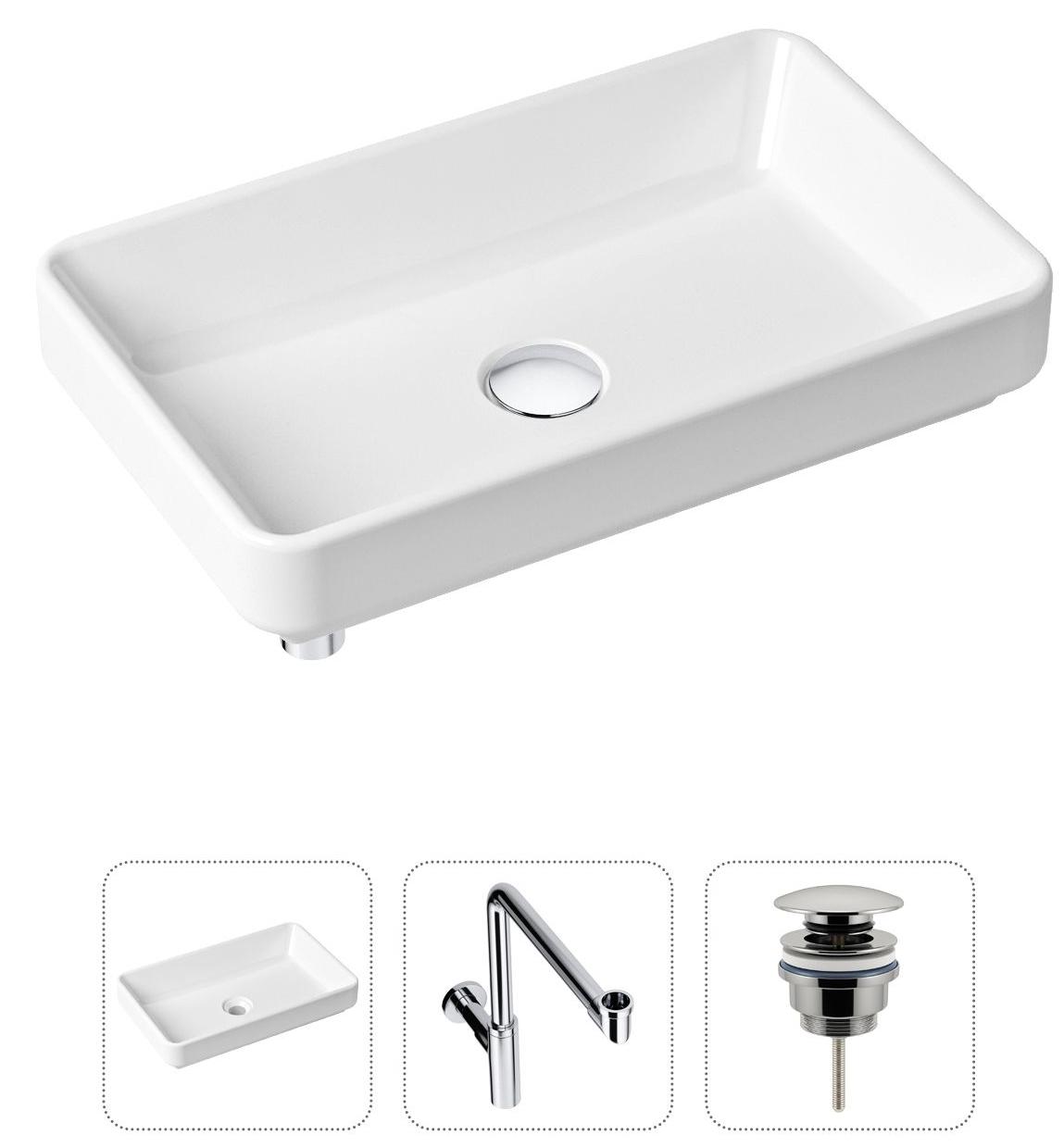 Комплект 3 в 1 Lavinia Boho Bathroom Sink 21520154: накладная фарфоровая раковина 55 см, металлический сифон, донный клапан, Белый, 21520154
Комплект 3 в 1 Lavinia Boho Bathroom Sink 21520154: накладная фарфоровая раковина 55 см, металлический сифон, донный клапан, Белый, 21520154