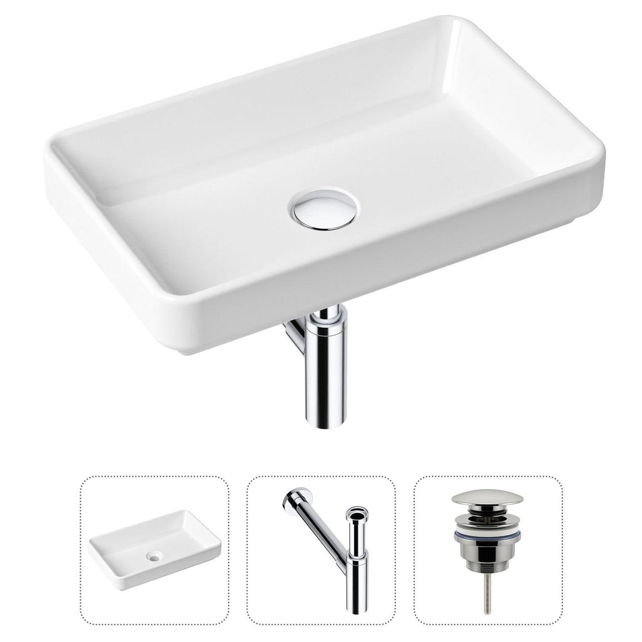 Комплект 3 в 1 Lavinia Boho Bathroom Sink 21520144: накладная фарфоровая раковина 55 см, металлический сифон, донный клапан, Белый, 21520144
Комплект 3 в 1 Lavinia Boho Bathroom Sink 21520144: накладная фарфоровая раковина 55 см, металлический сифон, донный клапан, Белый, 21520144