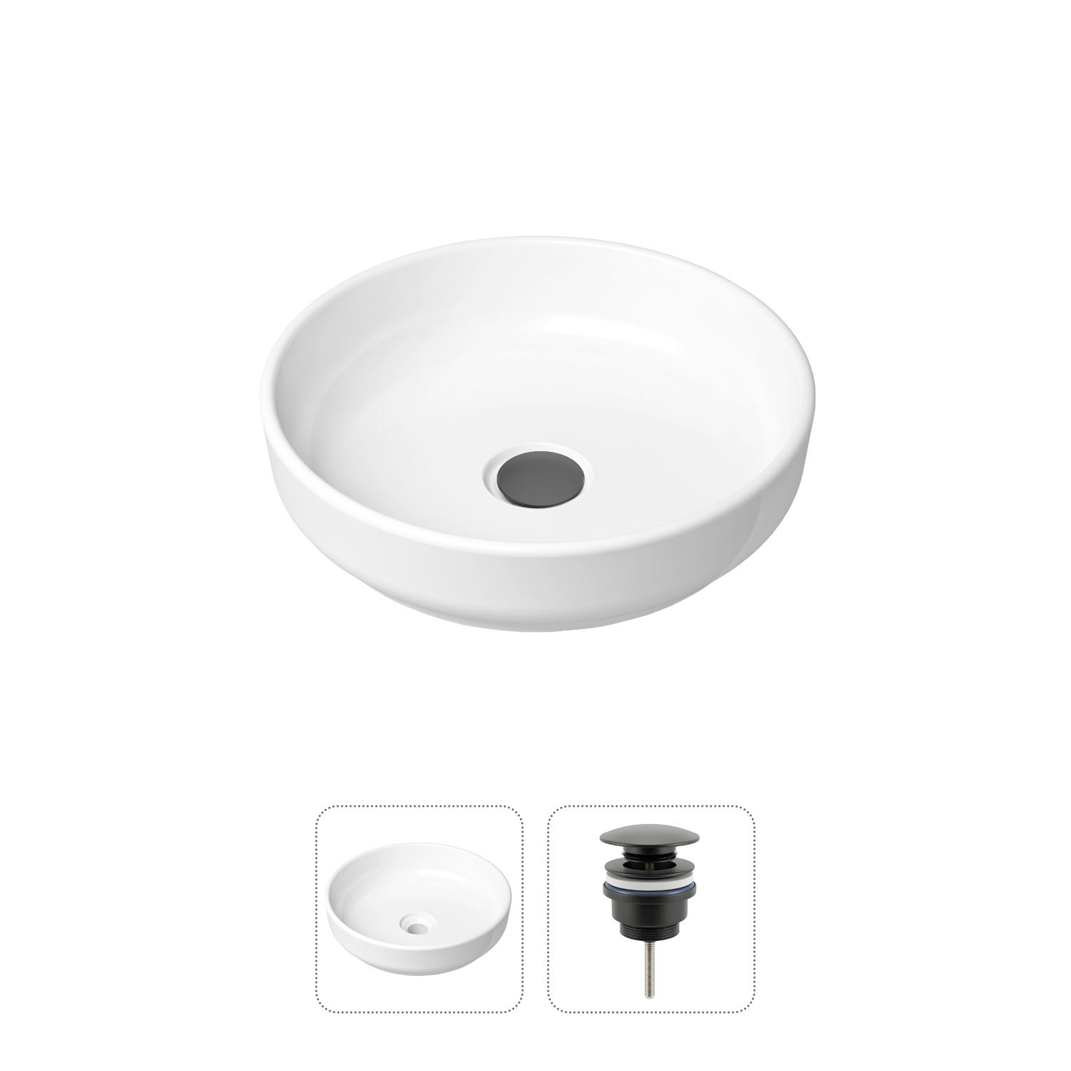 Комплект 2 в 1 Lavinia Boho Bathroom Sink 21520821: накладная фарфоровая раковина 40 см, донный клапан, Белый, 21520821
Комплект 2 в 1 Lavinia Boho Bathroom Sink 21520821: накладная фарфоровая раковина 40 см, донный клапан, Белый, 21520821