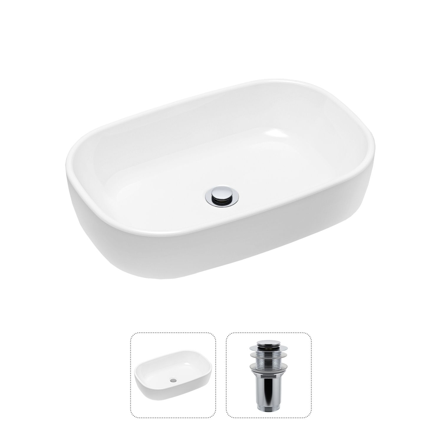 Комплект 2 в 1 Lavinia Boho Bathroom Sink 21520788: накладная фарфоровая раковина 54 см, донный клапан, Белый, 21520788
Комплект 2 в 1 Lavinia Boho Bathroom Sink 21520788: накладная фарфоровая раковина 54 см, донный клапан, Белый, 21520788