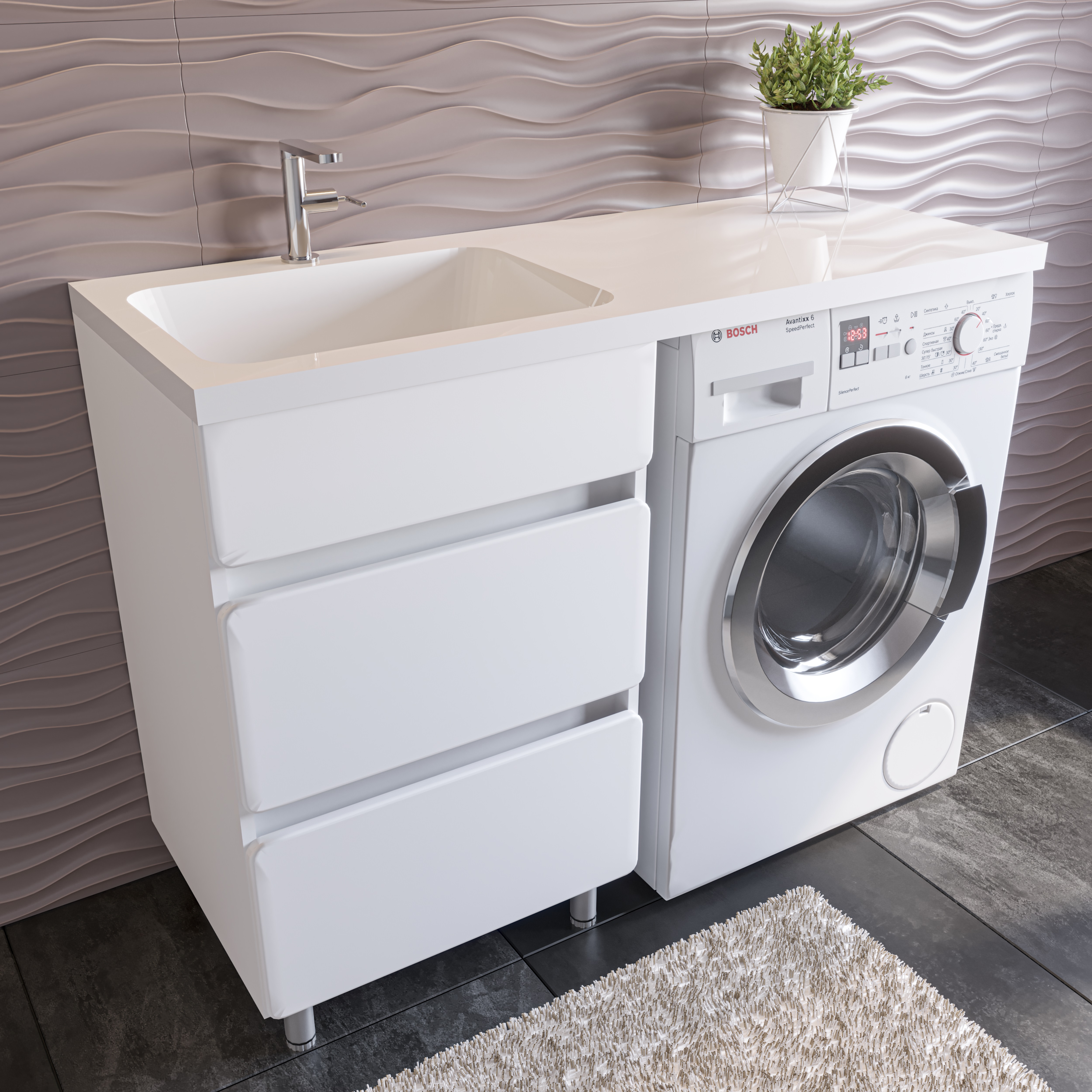 Тумба с раковиной Stella Polar Корделия 110 с 2 ящиками, белая, под стиральную машину, Белый, Корделия 110
Тумба с раковиной Stella Polar Корделия 110 с 2 ящиками, белая, под стиральную машину, Белый, Корделия 110