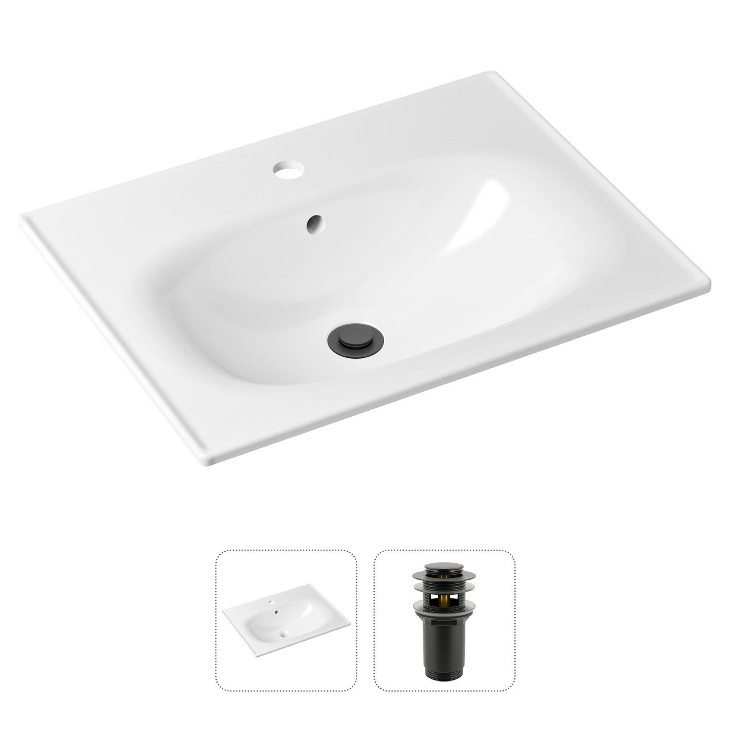 Комплект 2 в 1 Lavinia Boho Bathroom Sink 21520870: врезная фарфоровая раковина 60 см, донный клапан, Белый, 21520870
Комплект 2 в 1 Lavinia Boho Bathroom Sink 21520870: врезная фарфоровая раковина 60 см, донный клапан, Белый, 21520870