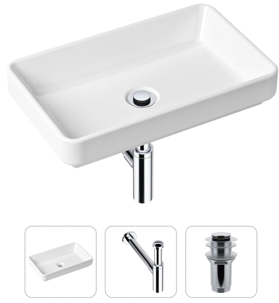 Комплект 3 в 1 Lavinia Boho Bathroom Sink 21520143: накладная фарфоровая раковина 55 см, металлический сифон, донный клапан, Белый, 21520143
Комплект 3 в 1 Lavinia Boho Bathroom Sink 21520143: накладная фарфоровая раковина 55 см, металлический сифон, донный клапан, Белый, 21520143