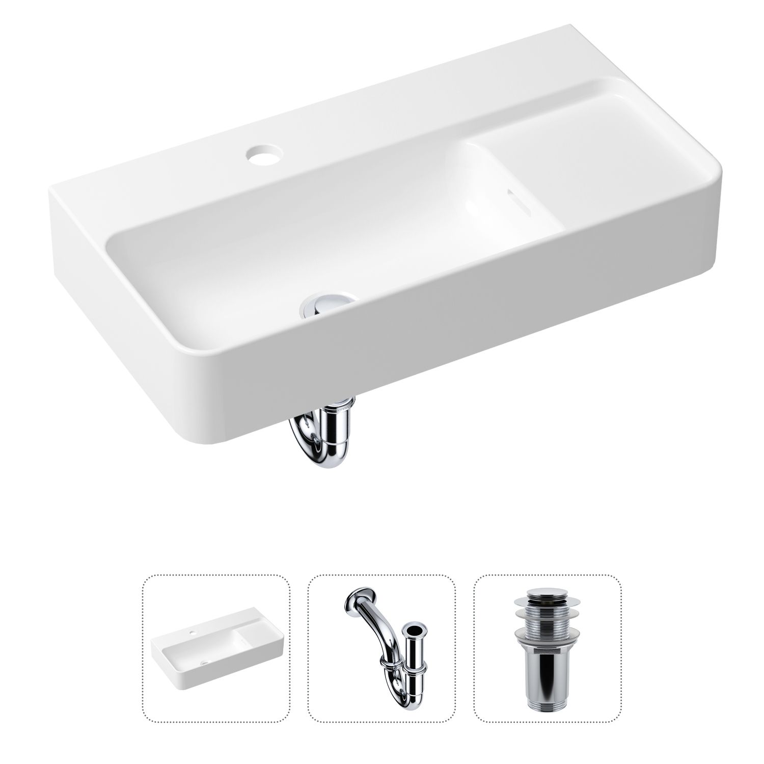 Комплект 3 в 1 Lavinia Boho Bathroom Sink 21520488: накладная фарфоровая раковина 60 см, металлический сифон, донный клапан, Белый, 21520488
Комплект 3 в 1 Lavinia Boho Bathroom Sink 21520488: накладная фарфоровая раковина 60 см, металлический сифон, донный клапан, Белый, 21520488