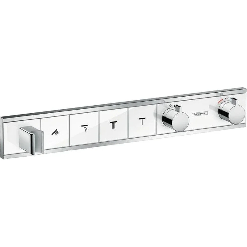 Термостат Hansgrohe RainSelect 15357400 для душа, на 4 потребителя, белый/хром, Хром / белый, RainSelect 15357400
Термостат Hansgrohe RainSelect 15357400 для душа, на 4 потребителя, белый/хром, Хром / белый, RainSelect 15357400