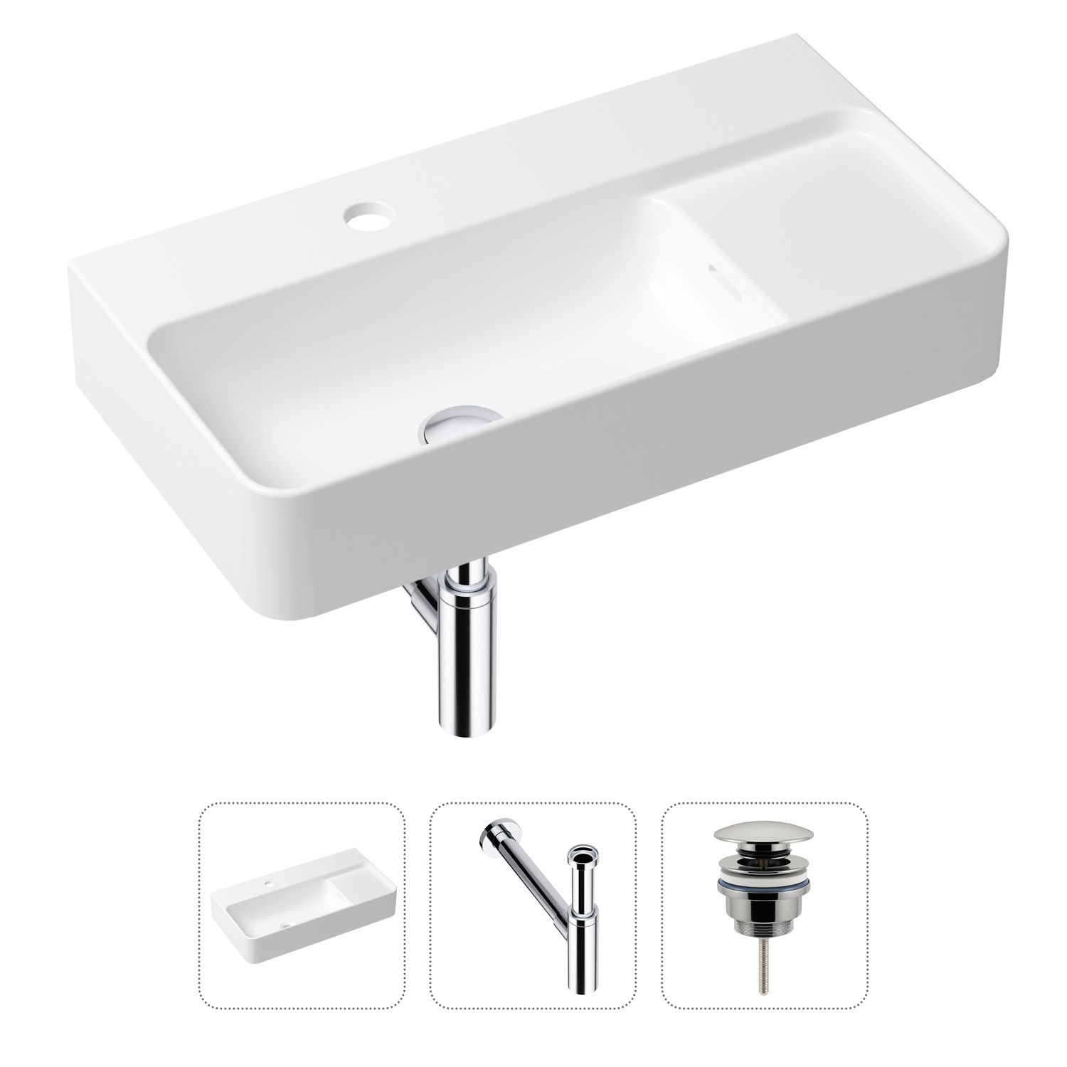 Комплект 3 в 1 Lavinia Boho Bathroom Sink 21520523: накладная фарфоровая раковина 60 см, металлический сифон, донный клапан, Белый, 21520523
Комплект 3 в 1 Lavinia Boho Bathroom Sink 21520523: накладная фарфоровая раковина 60 см, металлический сифон, донный клапан, Белый, 21520523