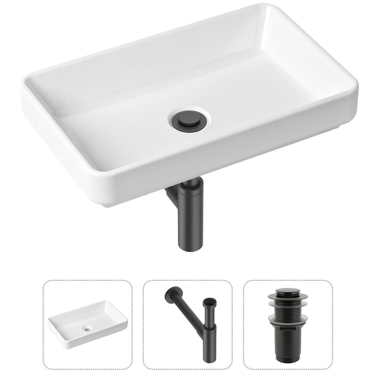 Комплект 3 в 1 Lavinia Boho Bathroom Sink 21520145: накладная фарфоровая раковина 55 см, металлический сифон, донный клапан, Белый, 21520145
Комплект 3 в 1 Lavinia Boho Bathroom Sink 21520145: накладная фарфоровая раковина 55 см, металлический сифон, донный клапан, Белый, 21520145