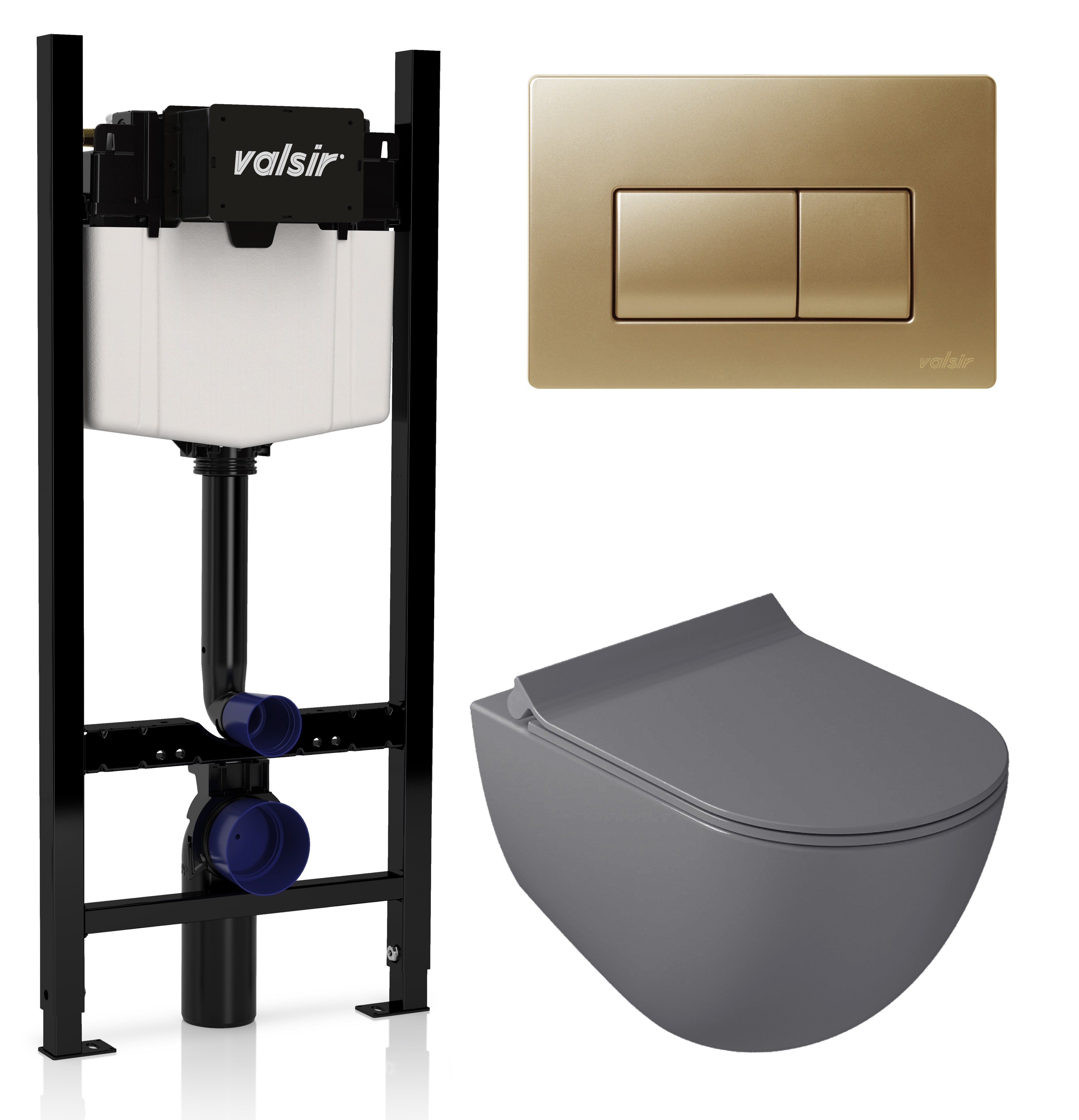 Комплект унитаз с инсталляцией Valsir KIT VSMG 7317GM Slim P1 + сиденье + кнопка золото матовое, Серый матовый, KIT VSMG 7317GM Slim P1
Комплект унитаз с инсталляцией Valsir KIT VSMG 7317GM Slim P1 + сиденье + кнопка золото матовое, Серый матовый, KIT VSMG 7317GM Slim P1
