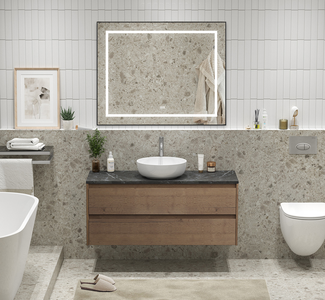 Мебель для ванной BelBagno Kraft 120 с отверстием под смеситель, подвесная, 2 ящика, Rovere Tabacco, Дерево, KRAFT-1200-2C-SO-RT
Мебель для ванной BelBagno Kraft 120 с отверстием под смеситель, подвесная, 2 ящика, Rovere Tabacco, Дерево, KRAFT-1200-2C-SO-RT