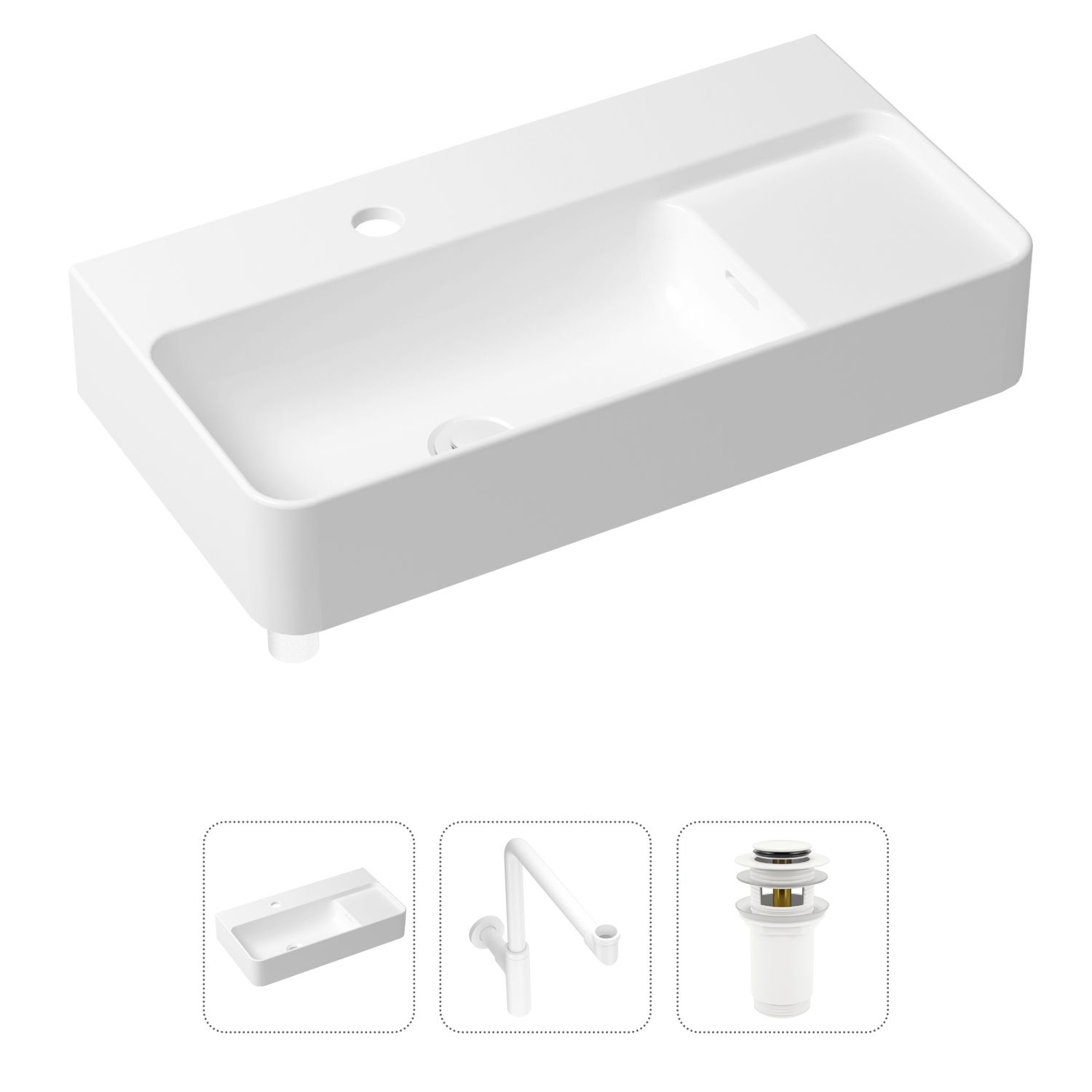 Комплект 3 в 1 Lavinia Boho Bathroom Sink 21520540: накладная фарфоровая раковина 60 см, металлический сифон, донный клапан, Белый, 21520540
Комплект 3 в 1 Lavinia Boho Bathroom Sink 21520540: накладная фарфоровая раковина 60 см, металлический сифон, донный клапан, Белый, 21520540