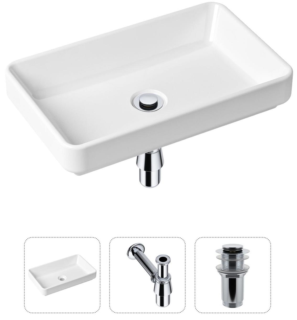 Комплект 3 в 1 Lavinia Boho Bathroom Sink 21520111: накладная фарфоровая раковина 55 см, металлический сифон, донный клапан, Белый, 21520111
Комплект 3 в 1 Lavinia Boho Bathroom Sink 21520111: накладная фарфоровая раковина 55 см, металлический сифон, донный клапан, Белый, 21520111
