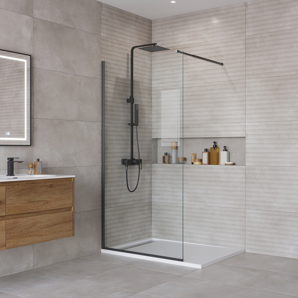 Душевая перегородка BelBagno Kraft 100х195 стекло прозрачное, профиль черный матовый, KRAFT-L-1-100-C-NERO
Душевая перегородка BelBagno Kraft 100х195 стекло прозрачное, профиль черный матовый, KRAFT-L-1-100-C-NERO