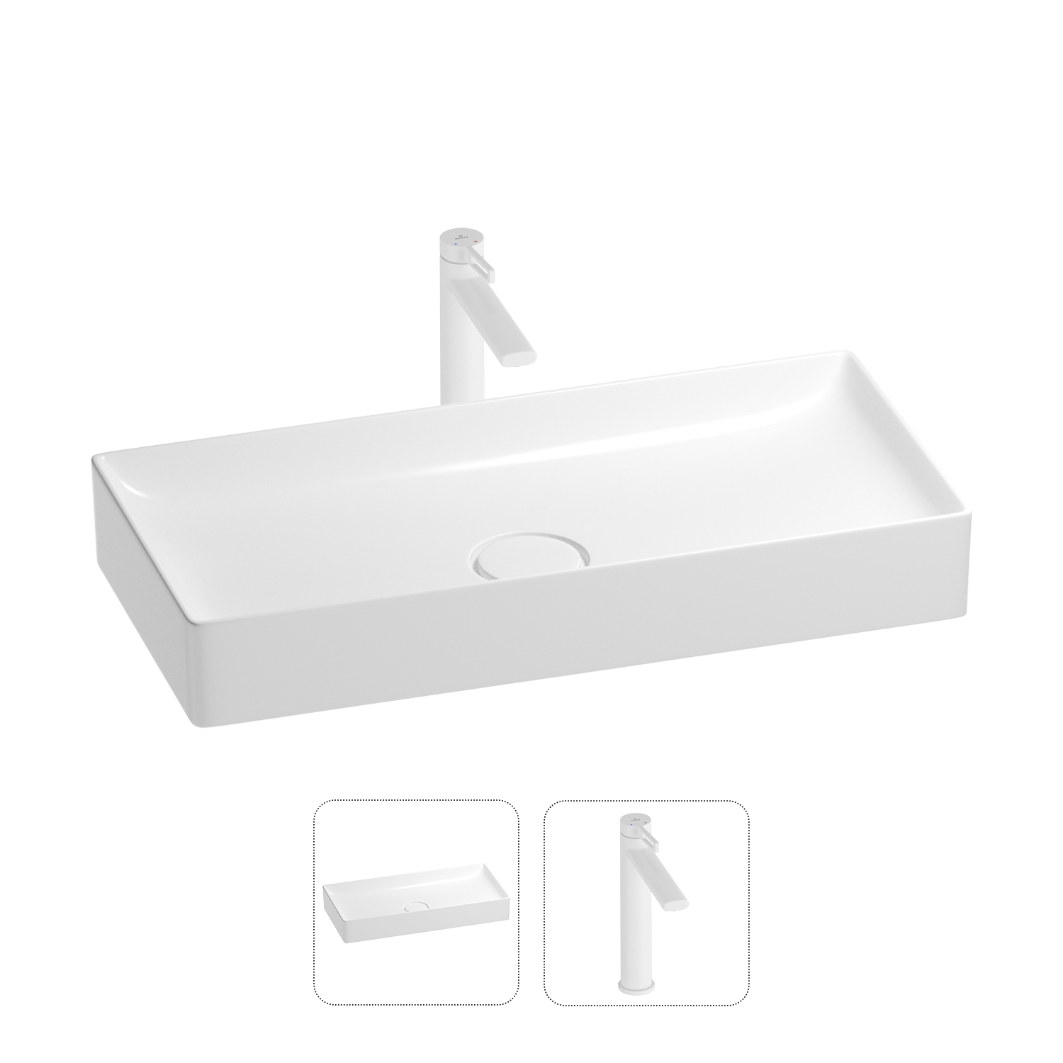 

Раковина для ванной Wellsee Pure BY Wellsee 201000745 в наборе 2 в 1, Белый, 201000745