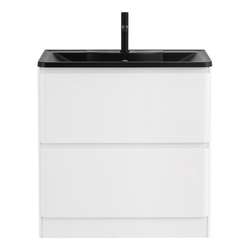 

Тумба с раковиной BelBagno Albano 100 напольная, bianco lucido (черная раковина)