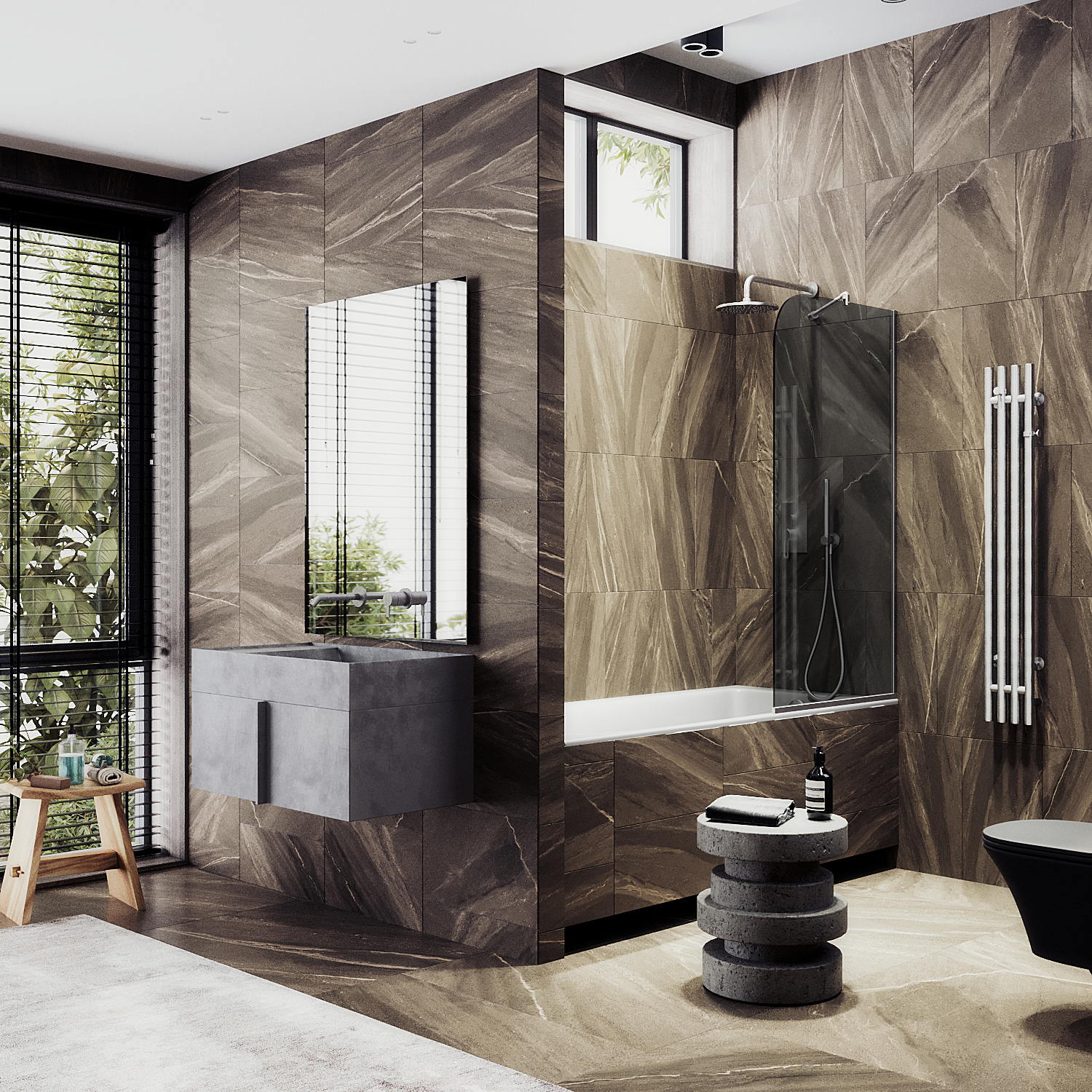 

Шторка на ванну Maybah Glass MGV-81-5у 70х140 см, профиль хром матовый, стекло графит, MGV-81-5у