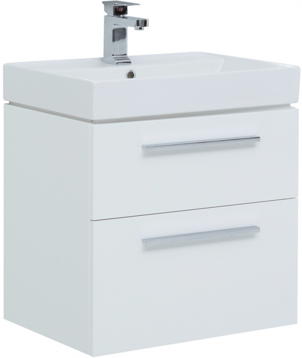 

Тумба с раковиной Aquanet Nova 60 белый (2 ящика), Белый глянцевый, Nova 00242279