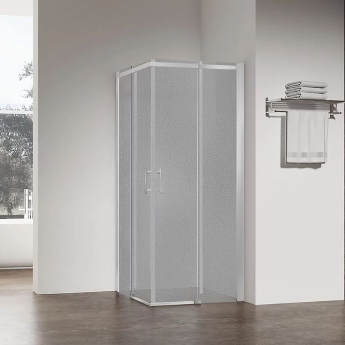 

Душевой уголок Veconi Rovigo RV-50CH Pear 100х100 профиль хром, стекло рифленое, RV50CH-100100-02-C8