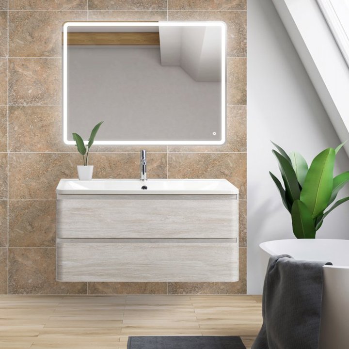 

Мебель для ванной BelBagno Albano 100 подвесная, rovere vintage bianco