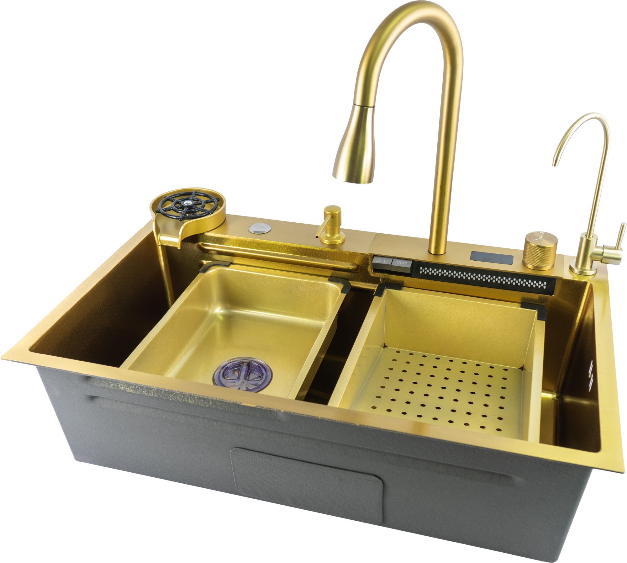

Мойка кухонная Fmark FSC002C многофункциональная, золото матовое, FSC002C