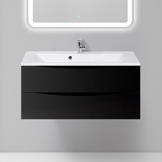 

Тумба с раковиной BelBagno Marino 100 nero lucido, Черный, Marino 100
