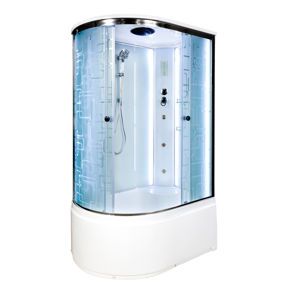 

Душевая кабина AvaCan EM4511RLED+GM, 110х80х220 см, стекло с узором, профиль хром, EM4511RLED+GM