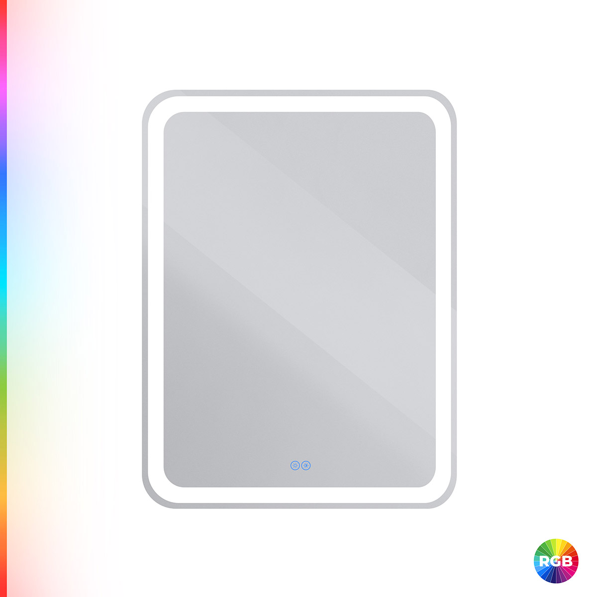 

Зеркало Cezares Multicolore 60х80 со встроенной разноцветной подсветкой RGB и сенсорным выключателем, CZR-SPC-MC-600-800-RGB-TCH