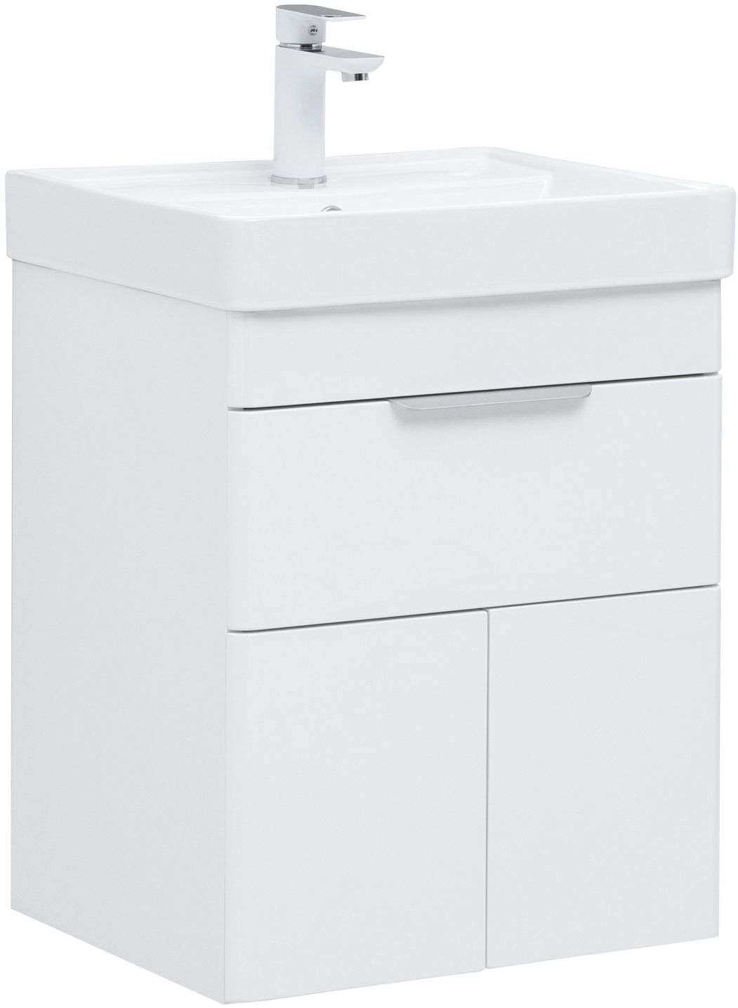 

Тумба с раковиной Aquanet Ирис new 50 белый глянец, 1 ящик, 2 дверцы, Ирис new 50