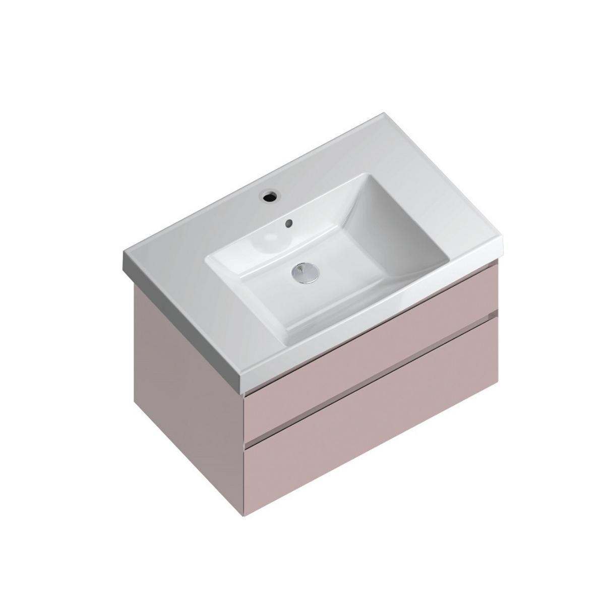 

Тумба с раковиной Kerama Marazzi Cubo 80 подвесная, мальва матовая, Розовый, Cubo 80