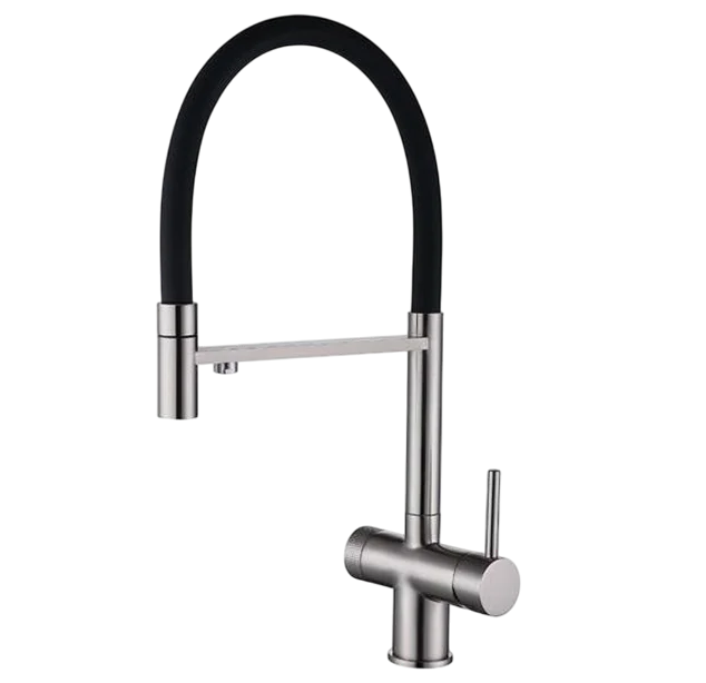 

Смеситель Emar Steel ЕС - 7024 Satin для кухни, черный/сталь, ЕС - 7024 Satin
